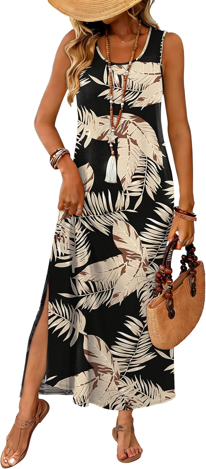 WIHOLL Maxi Dress Summer Dresses 2026 Beach Vacation Clothes Sleeveless Sundresses with Pockets Boho S-3XL - Image 2