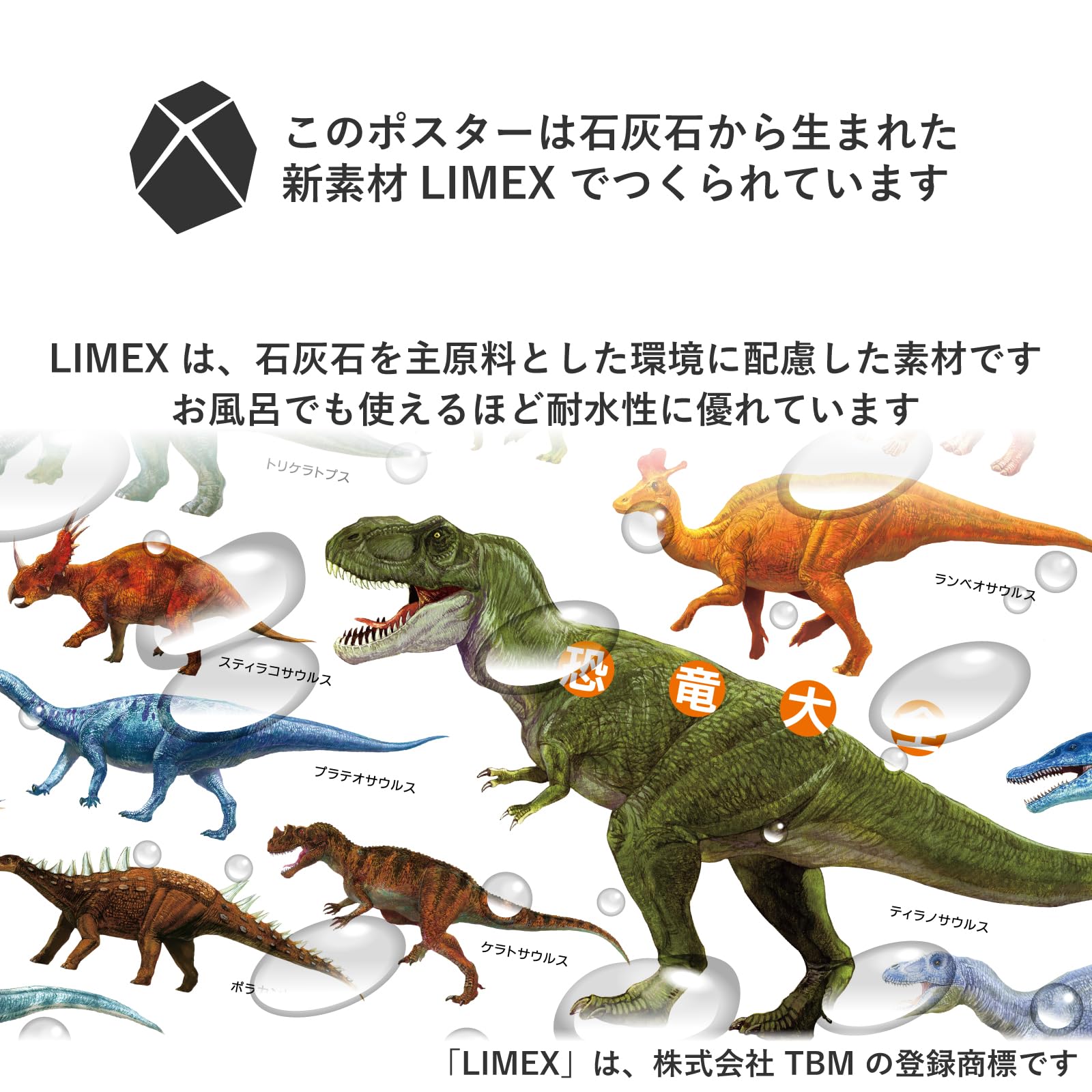 Amazon.co.jp: The Access Poster Dinosaur A1 Waterproof Bath