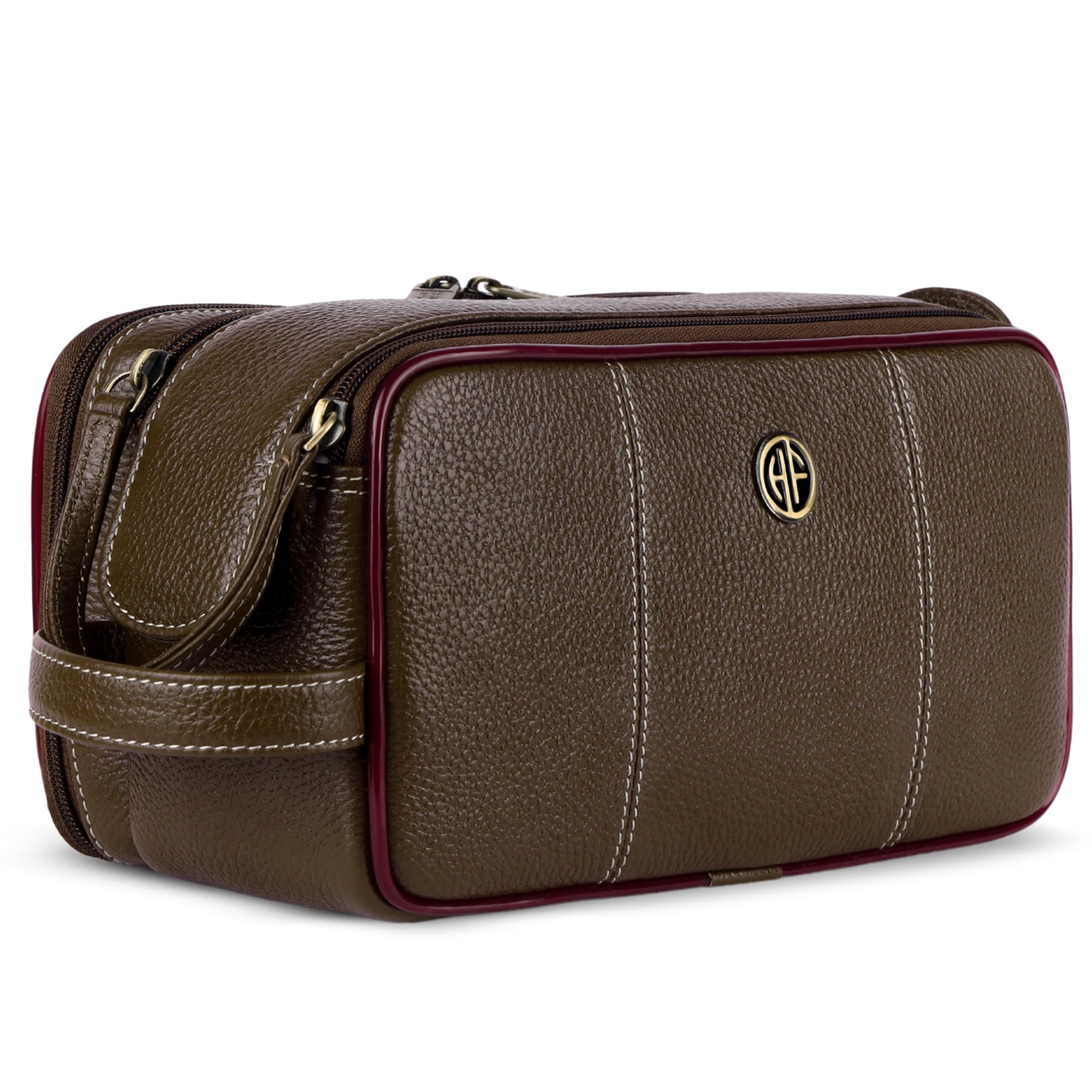 Hammonds Flycatcher Genuine Leather Travel Organizer Pouch - Toiletry Bag for Men and Women Cosmetic Organizer Bag, Shaving Kit Bag for Men Toiletry Pouch for Men with Multiple Pockets - Brushwood