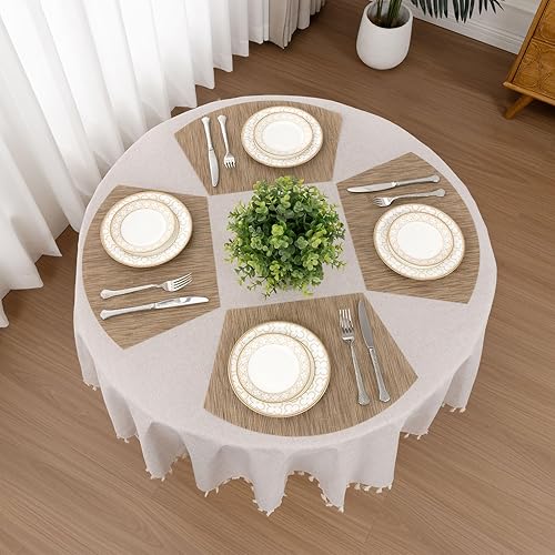 Miniatura 128 de SHACOS - Manteles individuales de PVC para mesas redondas, manteles individuales con curvatura, antideslizantes, resistentes al calor, de vinilo,