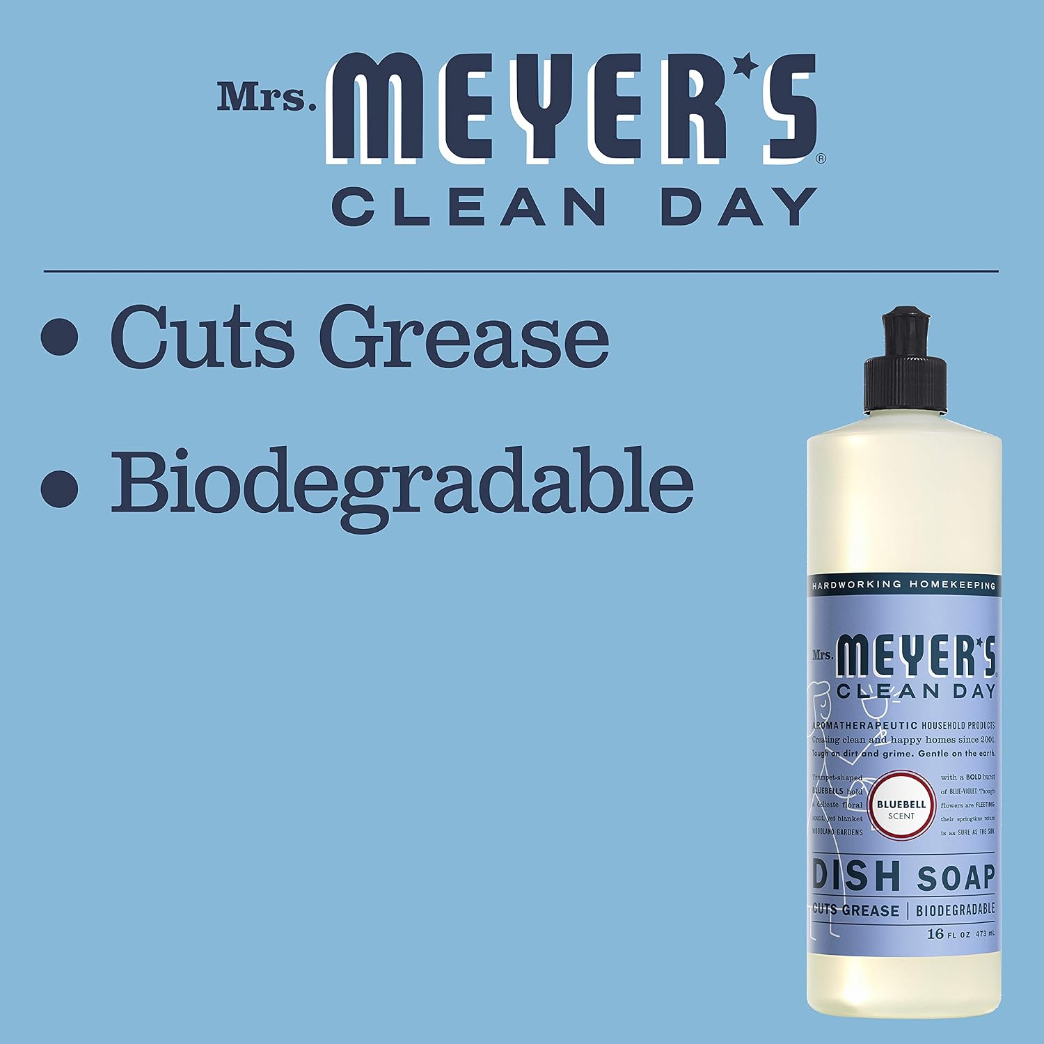 MRS. MEYER'S CLEAN DAY Liquid Dish Soap, Bluebell, 16 fl. oz image 5