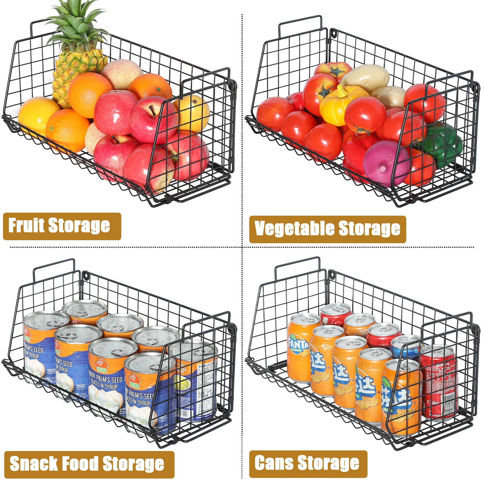 Amazon.co.jp: Jautokerdar 4個パック 特大積み重ね可能なワイヤー