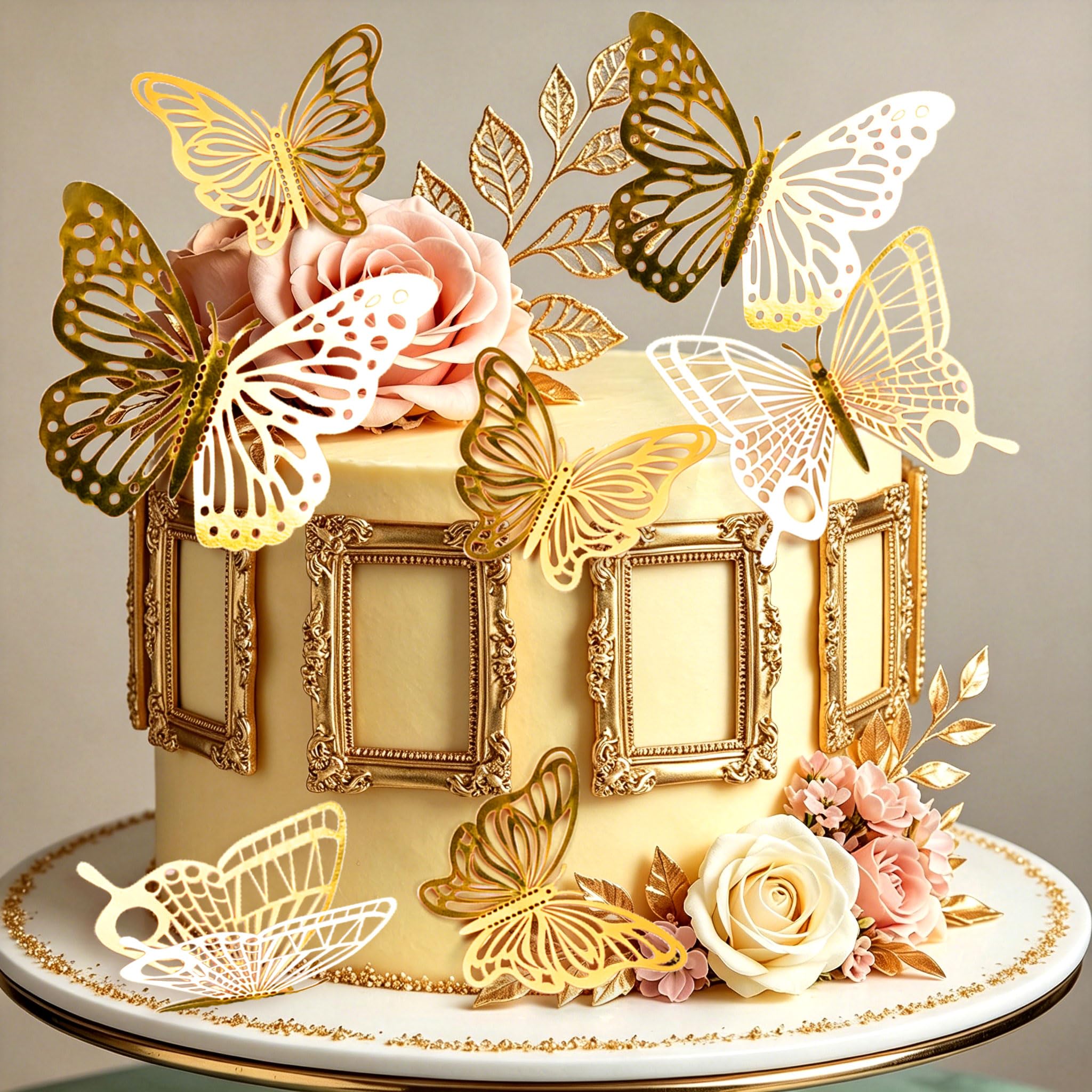 LaVenty Gold Frame Cake Decorations Tea Party Cake Topper
