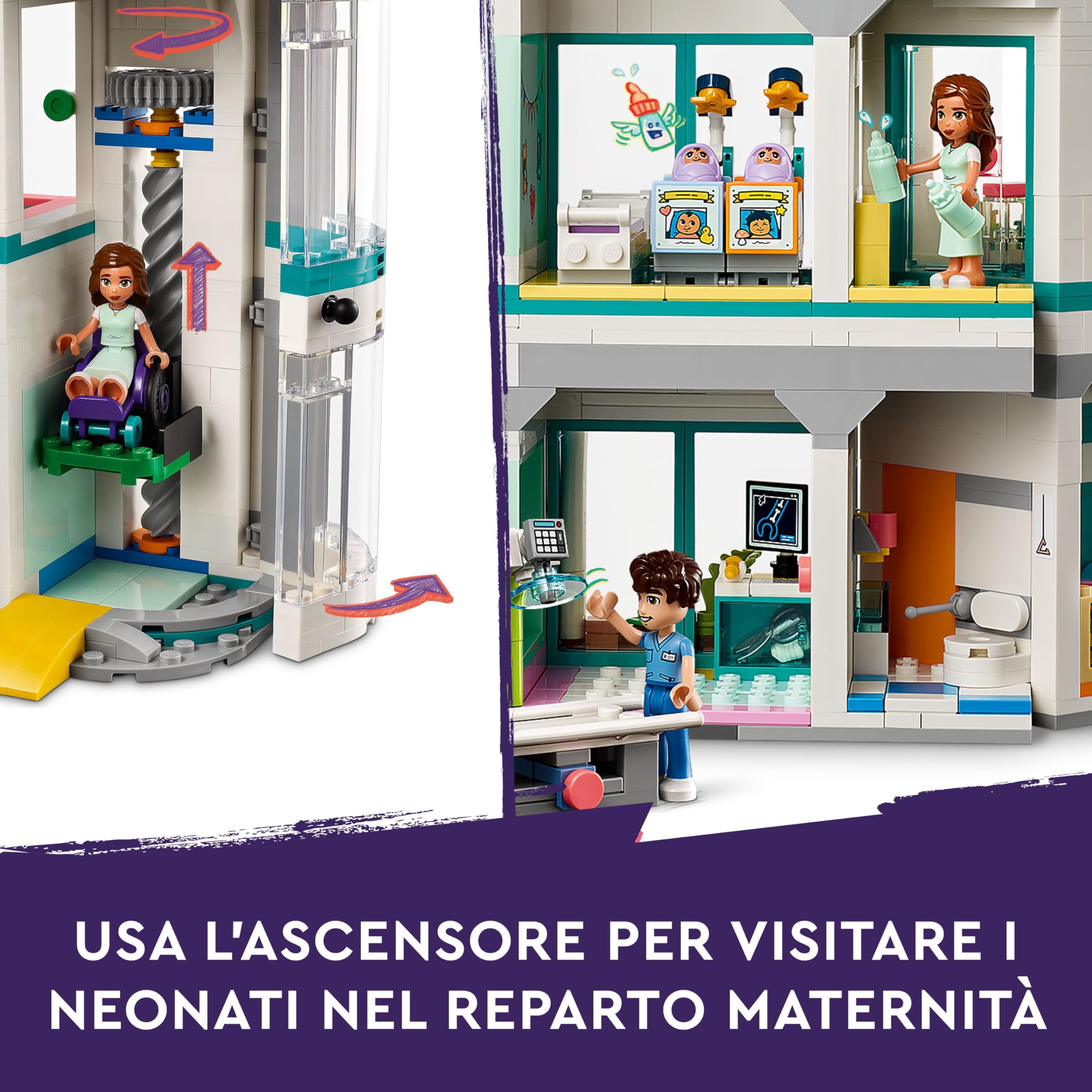 LEGO Friends Ospedale di Heartlake City, Giochi Educativi del Dottore per Bambine e Bambini da 7 Anni in su con Elicottero Giocattolo, 5 Mini Bamboline tra cui Autumn, 2 Bebè e un Cane 42621