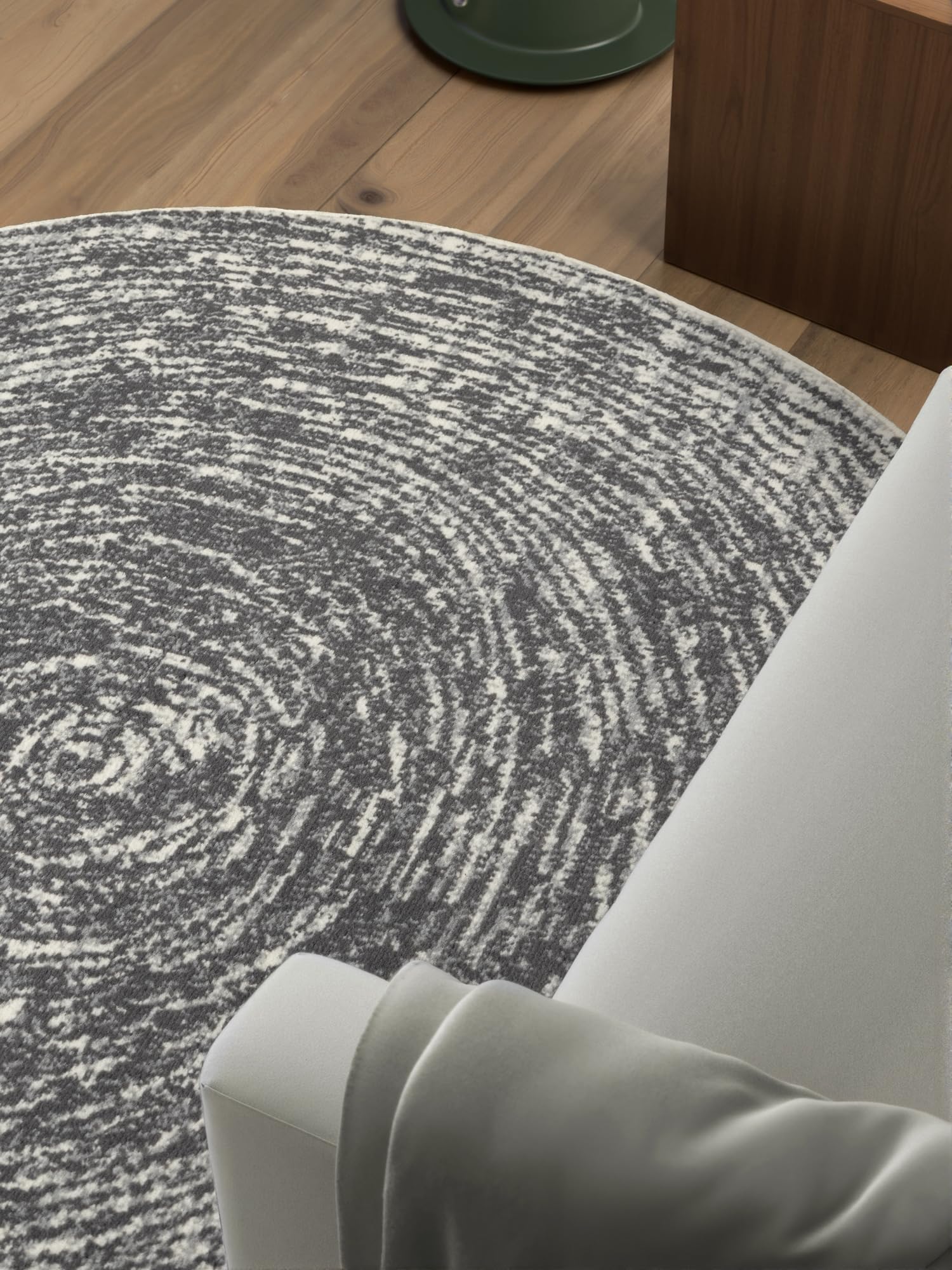 Hanse Home Cavallo Tapis Rond à Poils Courts – Tapis de Salon, Moderne, à Poils Courts et Doux et Design Abstrait pour Salon, Chambre à Coucher, Salle à Manger, Couloir – Gris crème, diamètre 160 cm