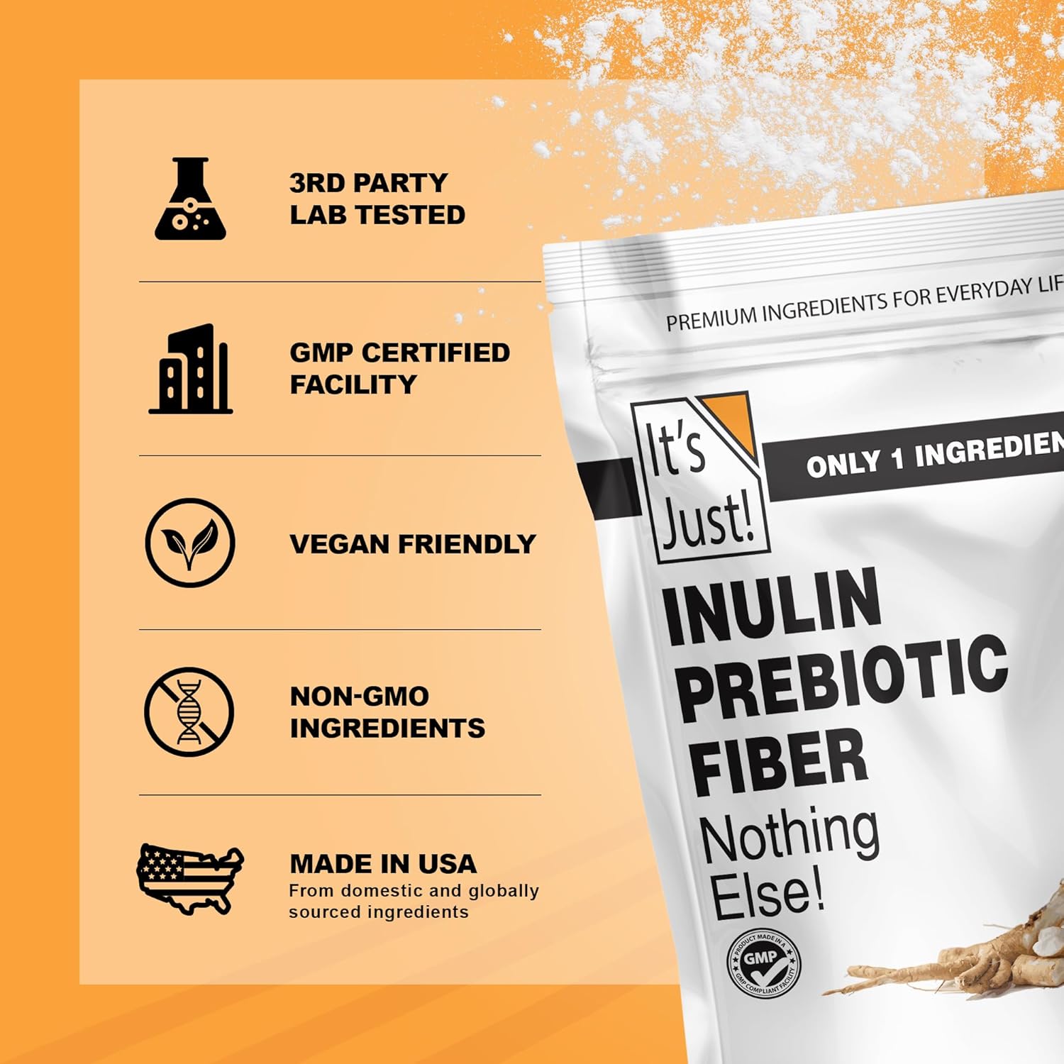 It's Just! - Inulin Prebiotic Fiber, Water Soluble, Chicory Root Powder, Promotes Gut Health, Made in USA, Product of Belgium, Vegan/Keto Friendly - Image 6