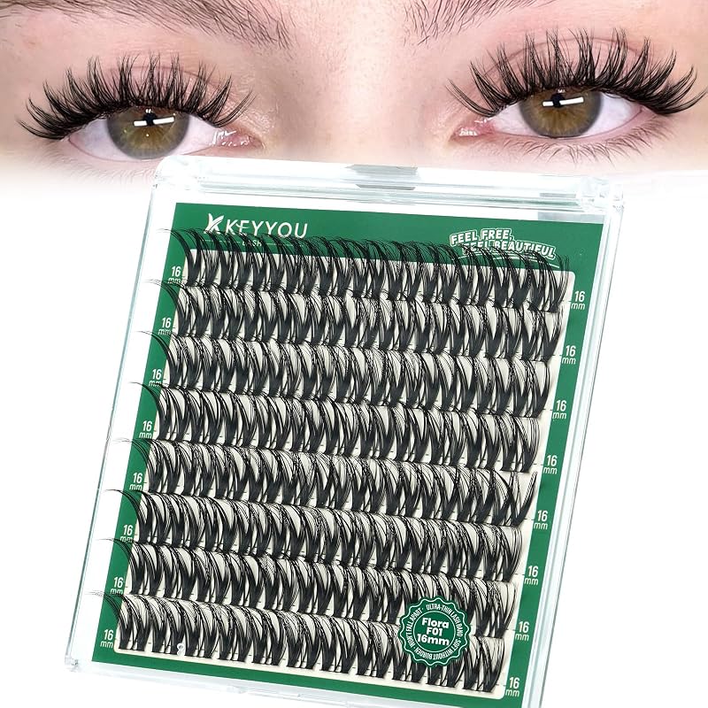 Cílios em tufos KEYYOU Flora Lash Clusters, curvatura D, 16 mm