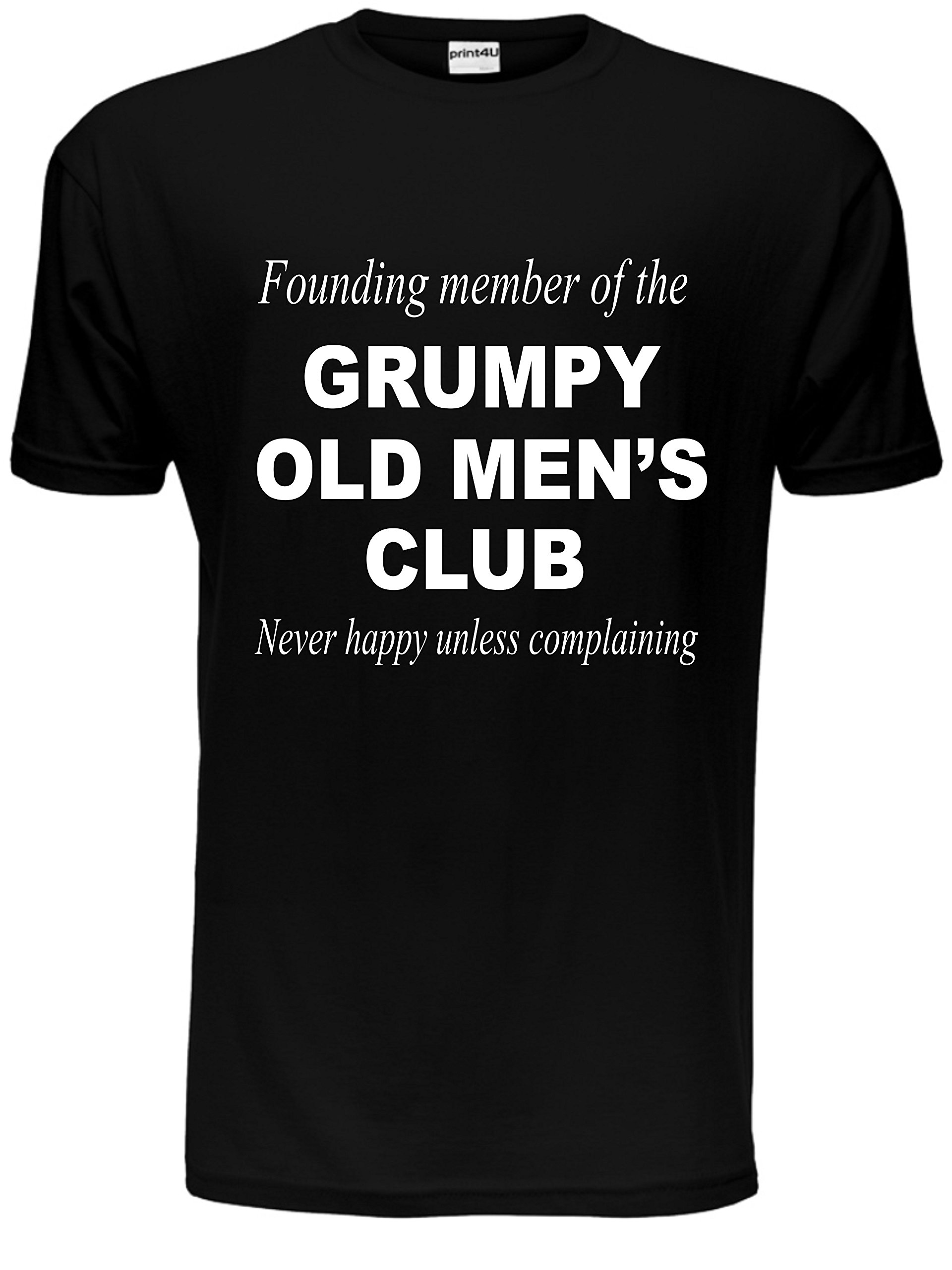 Print4u Men's Black Grumpy Old Club Funny Gift T-Shirt Medium