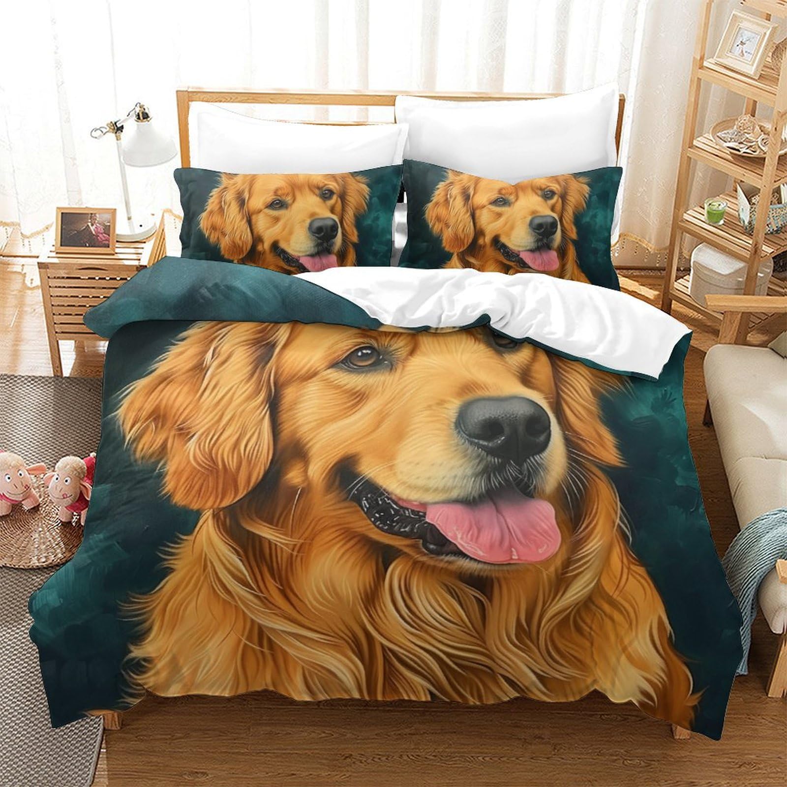 Housse de couette chien avec fermeture éclair, fini la couette qui glisse dans le lit