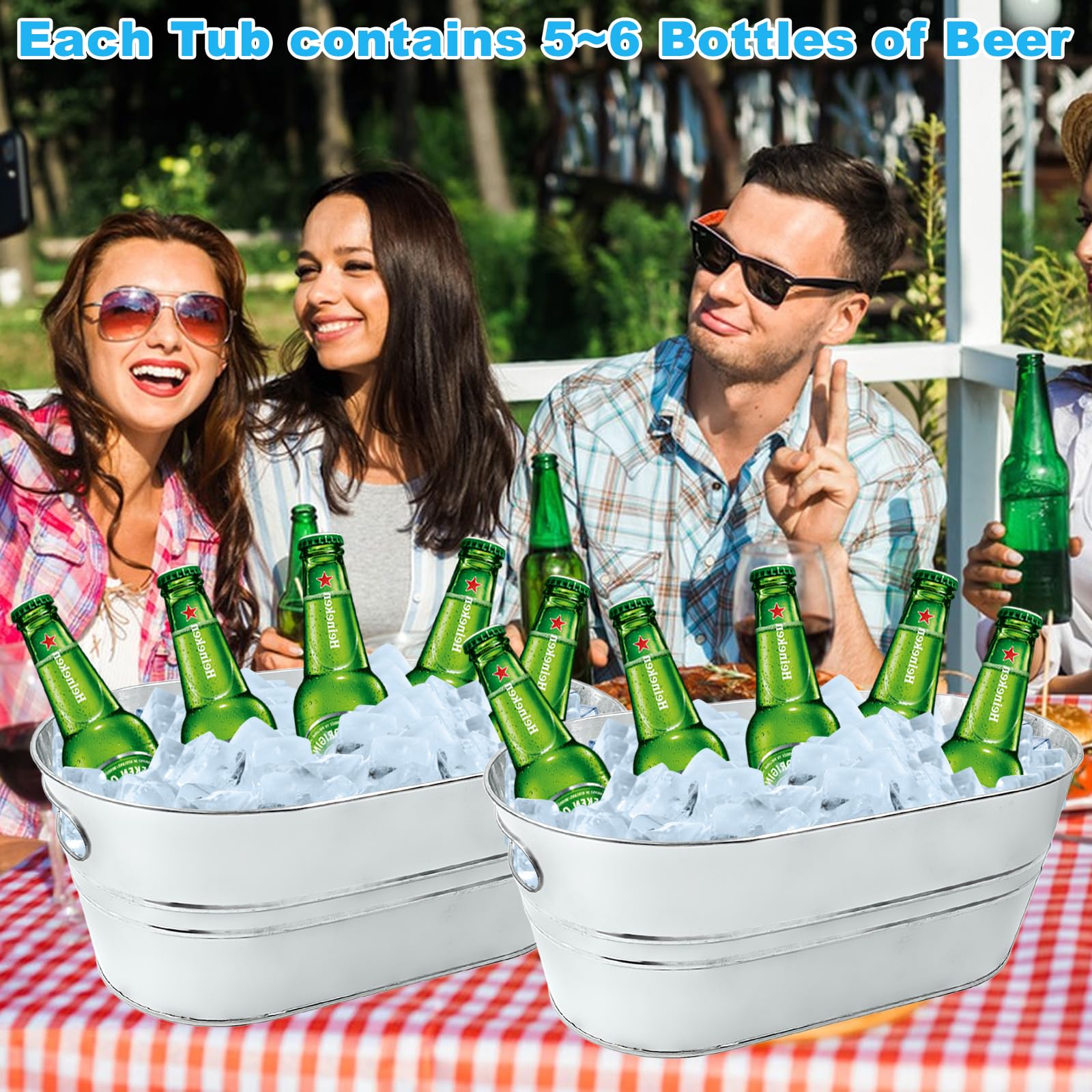 4 secchi zincati 4 galloni per bevande metallo feste Vasca birra con palette champagne cocktail raffreddamento vino bar