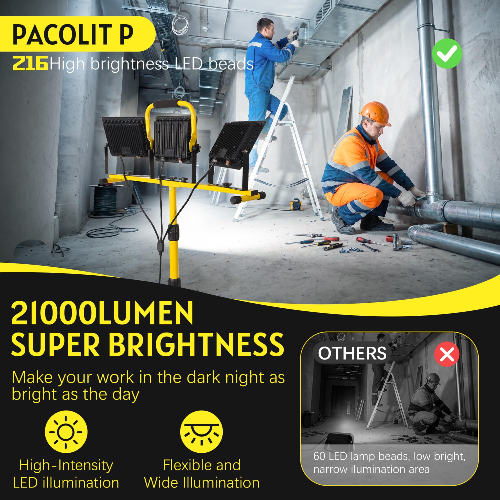 PACOLIT 21000LM Work Light - Waterproof & Tripod -2 PACOLIT 21000LM Work Light - Waterproof & Tripod -2