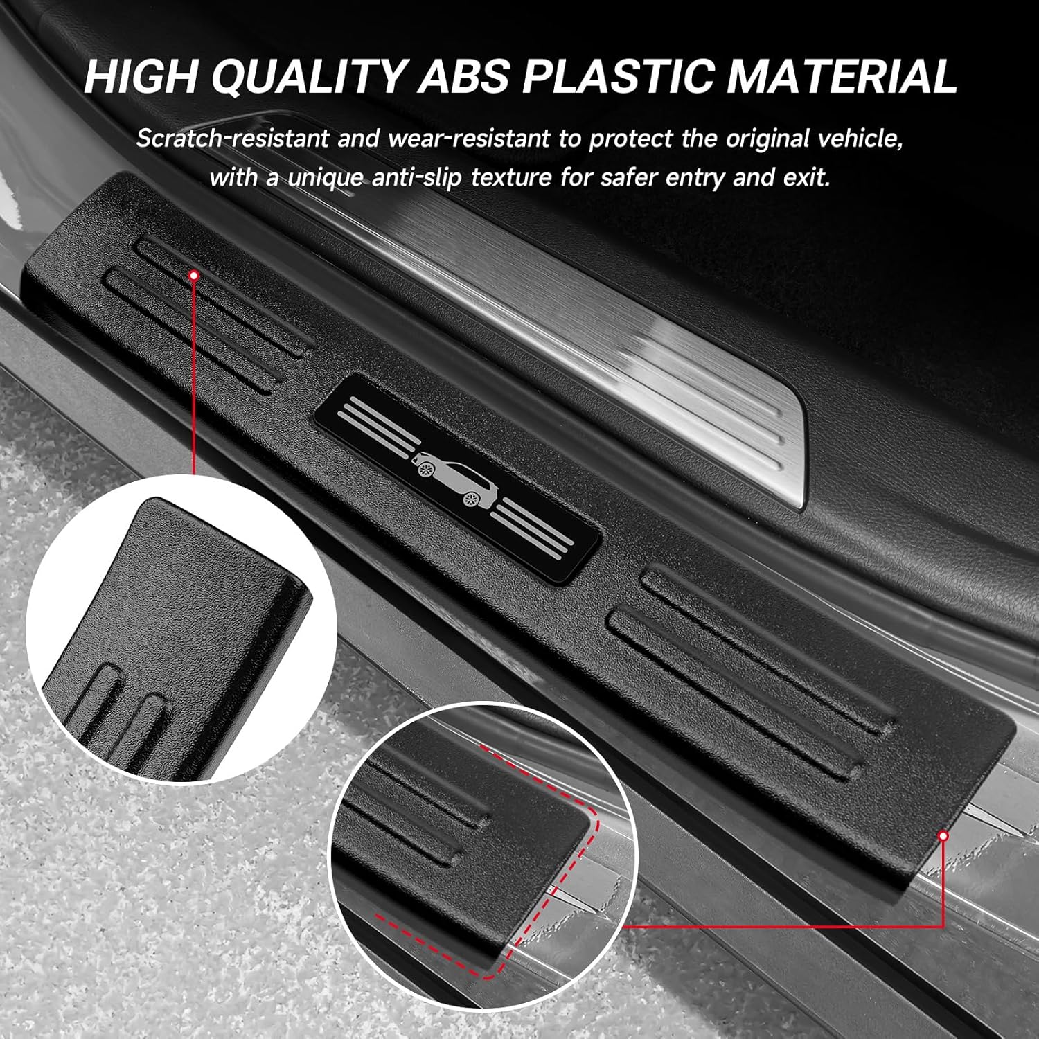 4PCS Door Sill Protector Compatible with Lexus 2024 2025 2026 TX TX350/500h/550h+ Accessories Matte Black ABS Plastic Material Automobile Door Entry Guards