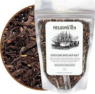 Nelson's Tea English Breakfast - Herbal Black Loose Leaf Tea, Curated Blend with Flowery Orange Pekoe Black Tea - Perfect for Breakfast or a Refreshing Flavored Tea (2 oz)