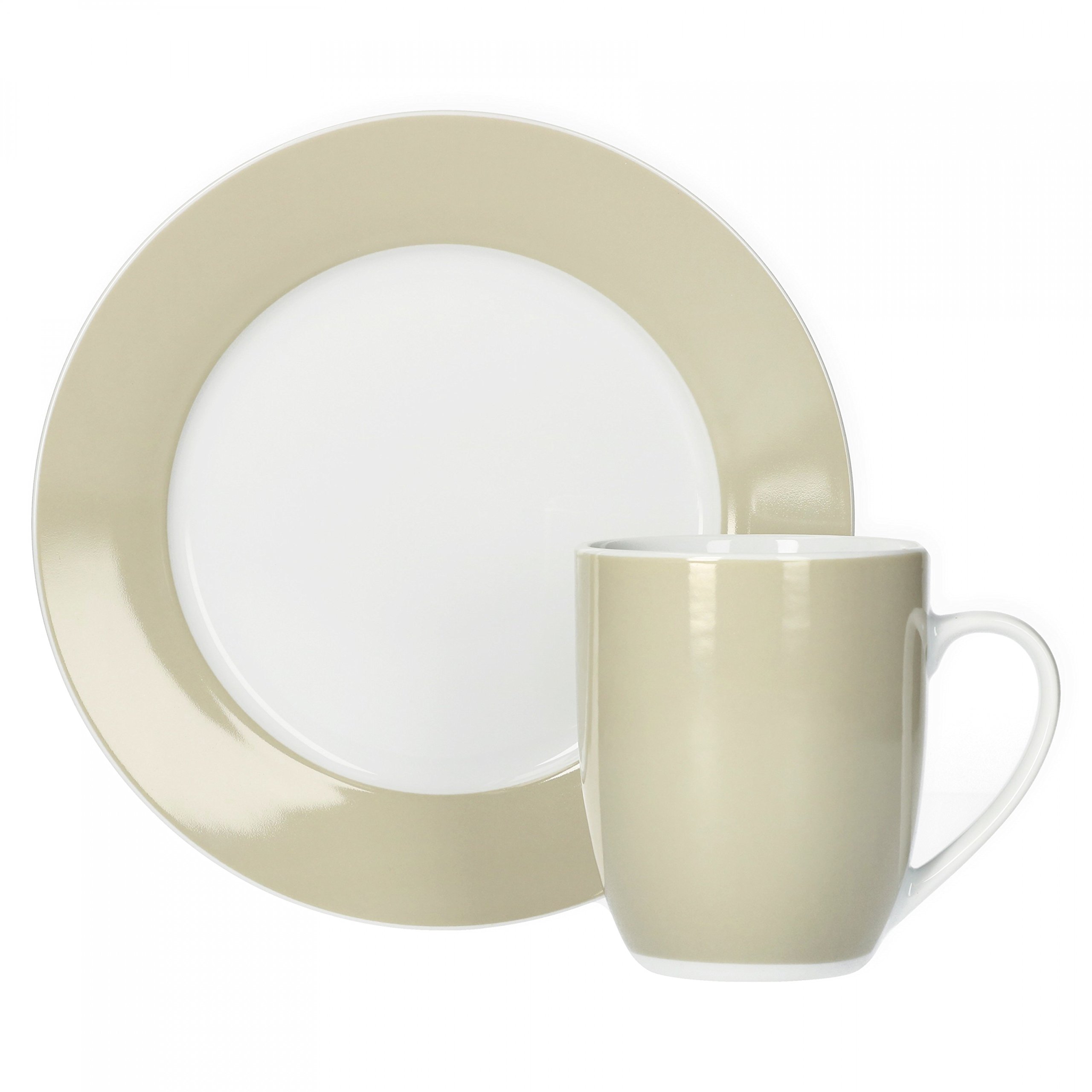 Van Well, set da colazione in porcellana, composto da 12 pezzi, per 6 persone Beige
