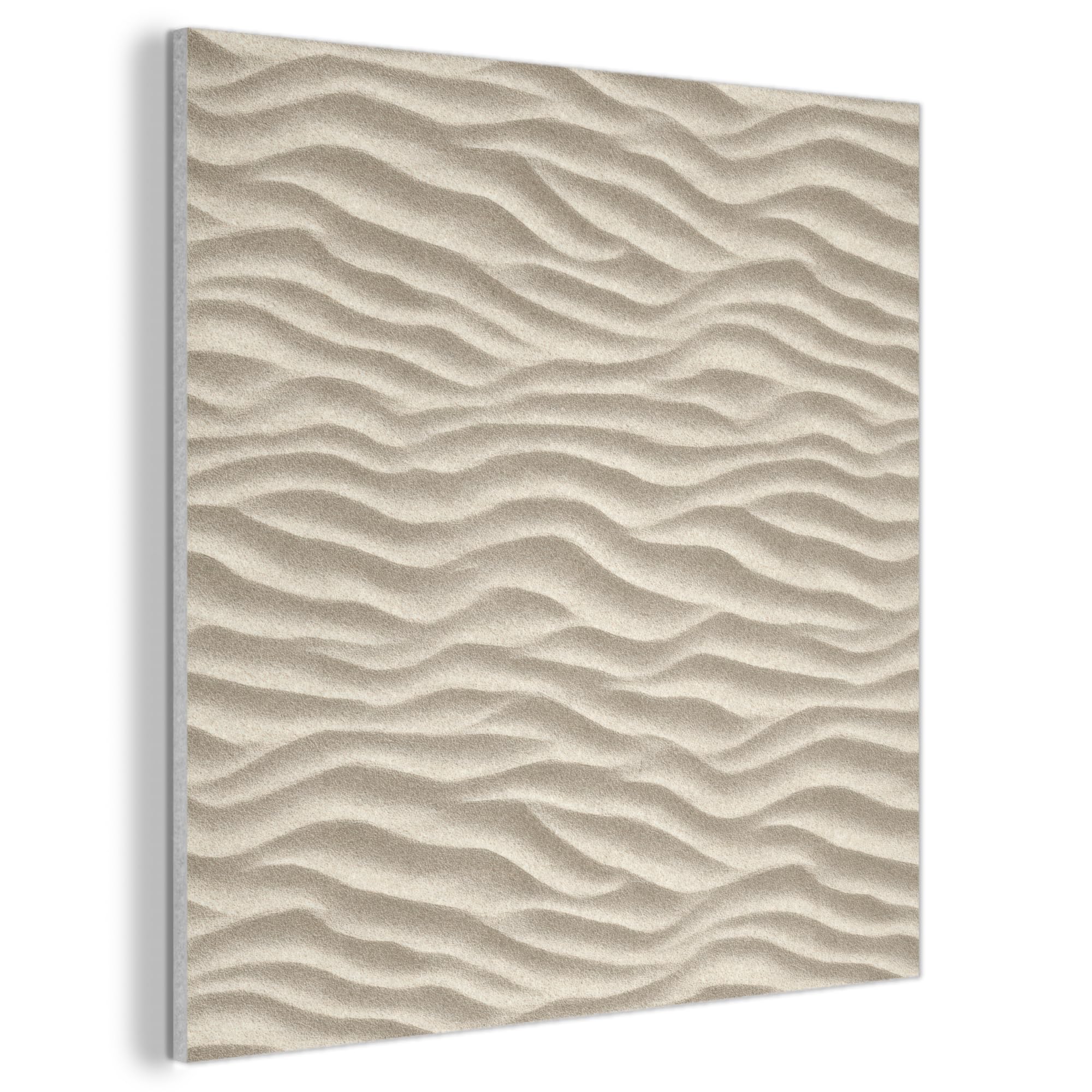 MuchoWow© Akustikfilz Wandbild Dekoration Wohnzimmer Bilder Pictures Wall | 90x90 cm - Decoration Living Room Deko Moderne Schalldämmung Bild Sand - Wellen - Beige