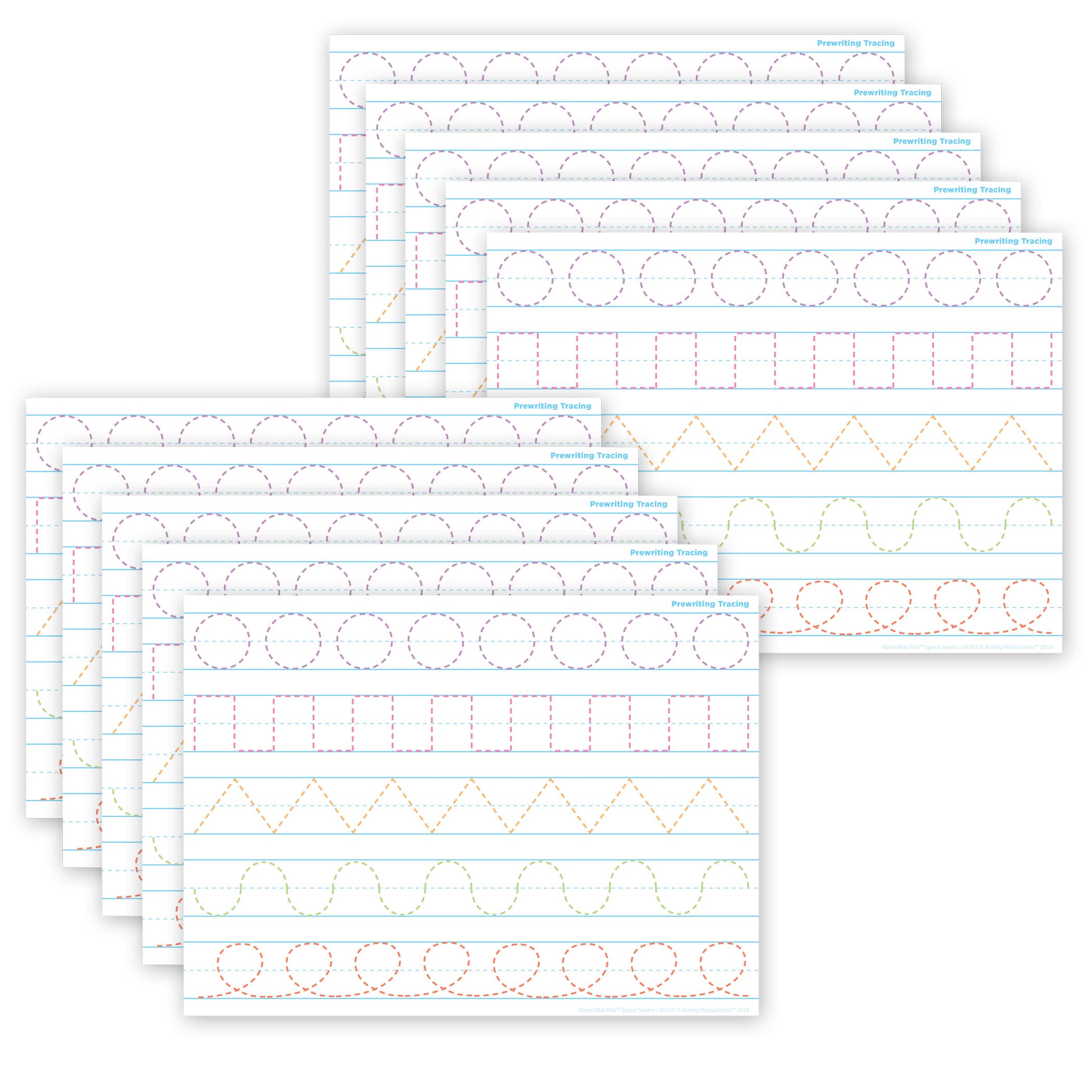 10 PACK PosterMat Pals™, Space Savers, 13" x 9.5", Smart Poly™, Prewriting Tracing 95317