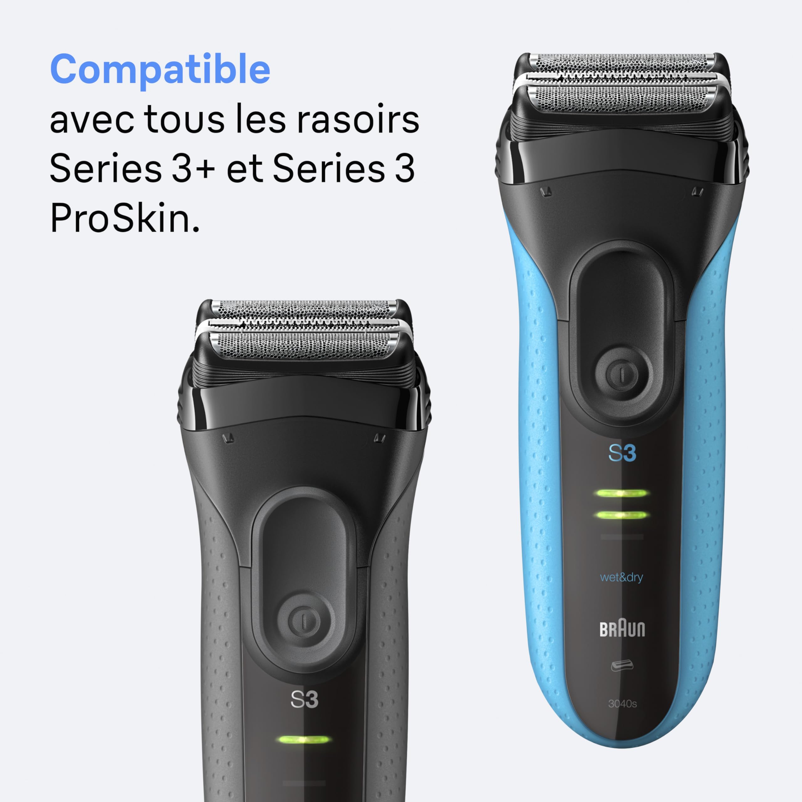 Braun Tête de Rasoir Electrique Homme Series 3+ 32B Noire – Pièce Originale de Remplacement pour Rasage de Près, 2 Lames à Grille, Tondeuse Centrale, Elément de Rechange pour Raser la Barbe