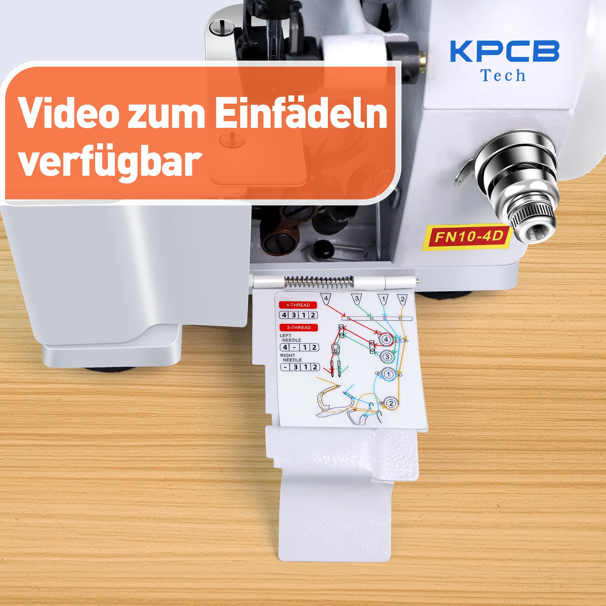 KPCB Machine à coudre surjeteuse 3/4 fils avec kit d'accessoires