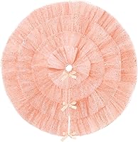 Vista 9 de Tatuo Falda de árbol de Navidad con volantes de 4 capas de tul redonda esponjosa y brillante, adorno para decoración de Navidad y vacaciones
