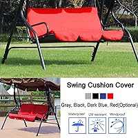 Vista 3 de Oumefar Funda de cojín para silla de columpio de 3 plazas para exteriores, funda de repuesto para patio, jardín (rojo)