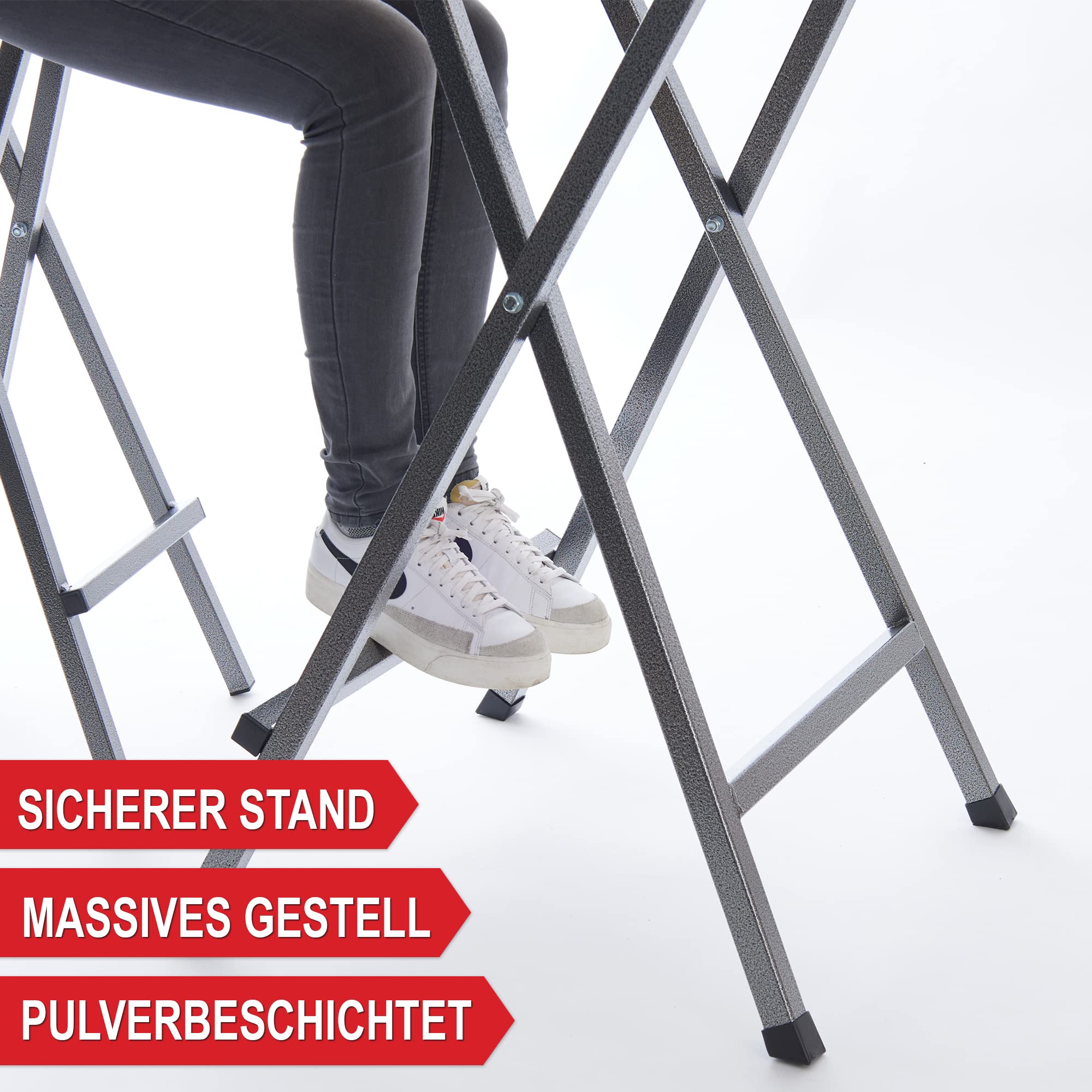 Onbest Stehtisch klappbar – Stehtisch 110cm hoch – Massive Tischplatte aus Holz – rund Ø78 cm – für In- & Outdoor –Bistrotisch – Biertisch – Gartentisch – Partytisch