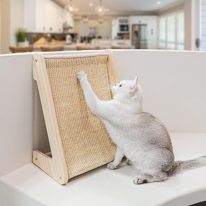 Sisal kattenkrabber voor tweeërlei gebruik, L-vorm krabpad, verticale