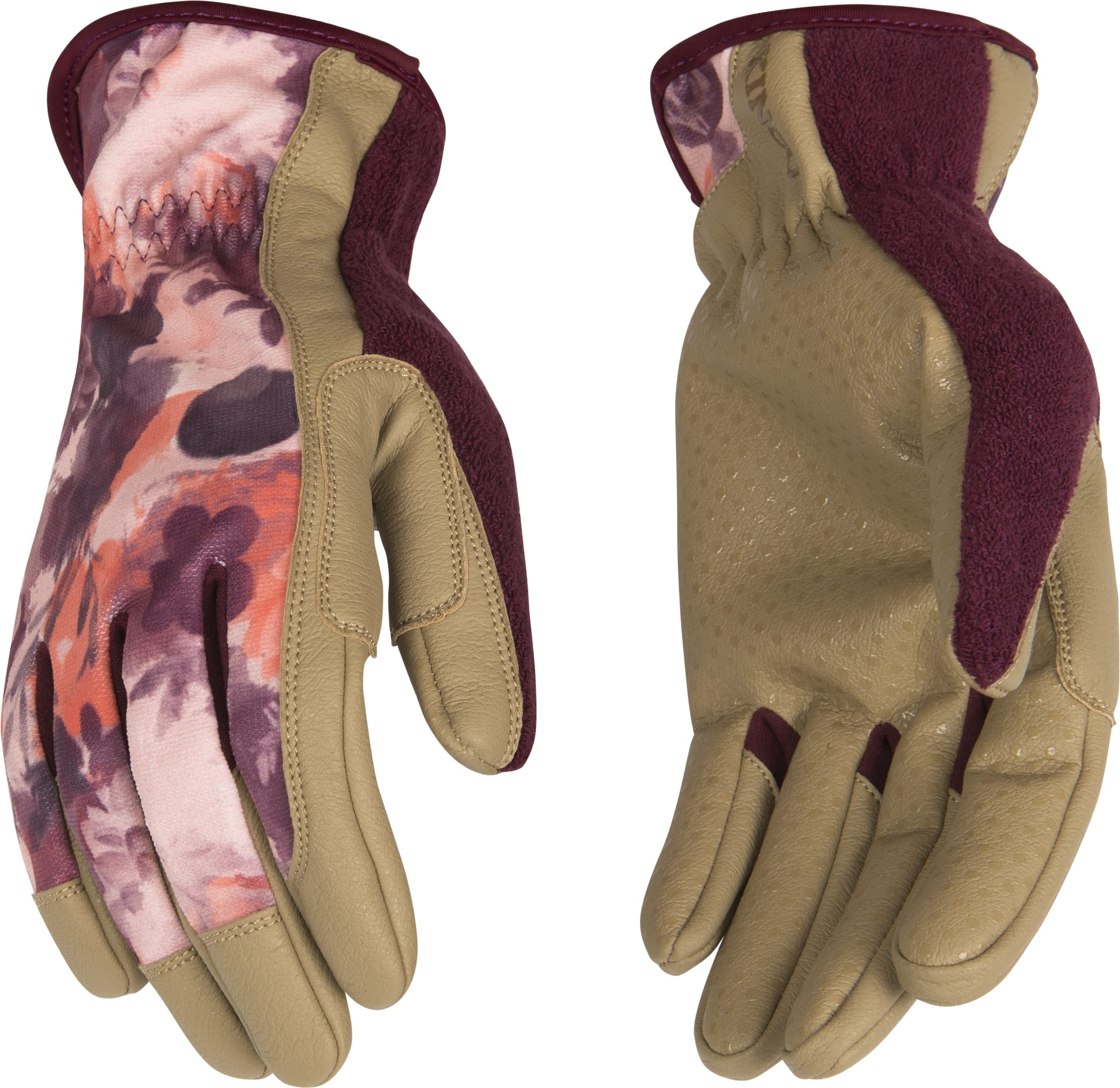 Kinco Garden Glove, 2004W-S, Women’s KincoPro™ Pink Polyester-Spandex Fabric Back, Tan MiraG2™ Grain Synthetic Leather Palm (Small)