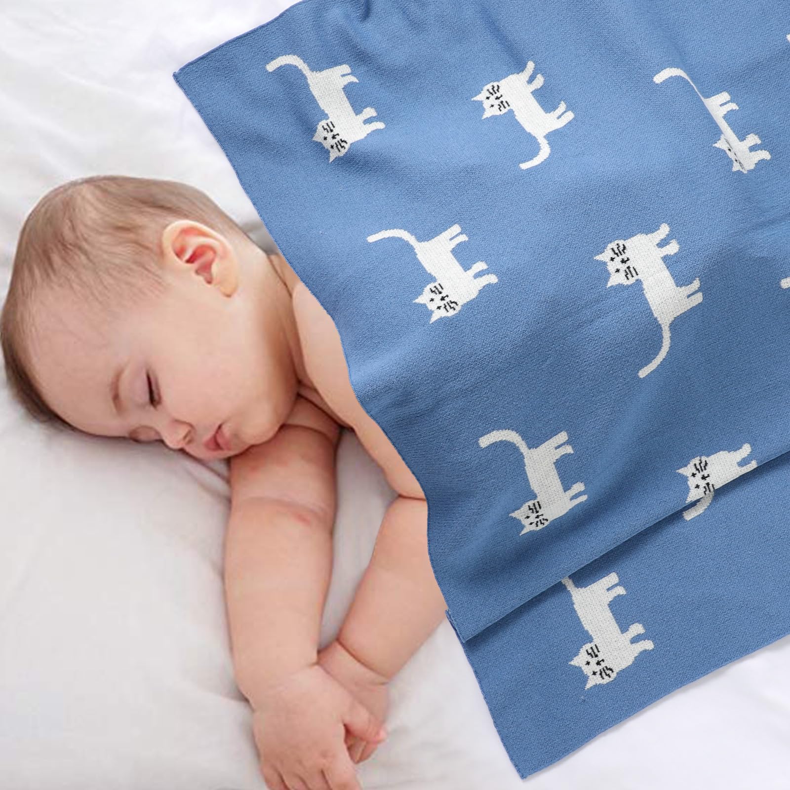 Hadetoto Baby Blanket for Newborn Soft Cozy Knitted Cotton Blankets Baby Essentials Gifts for Newborn Girl Boy 100 x 80cm - Image 2