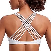 CRZ YOGA Naked Feeling Strappy Sports Bra for Women - Criss Cross Back Wireless Padded Yoga Workout Top