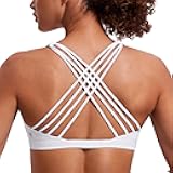 Naked Feeling Strappy Sports Bras for Women - Criss Cross Back Wireless Padded Cami Yoga Workout Top