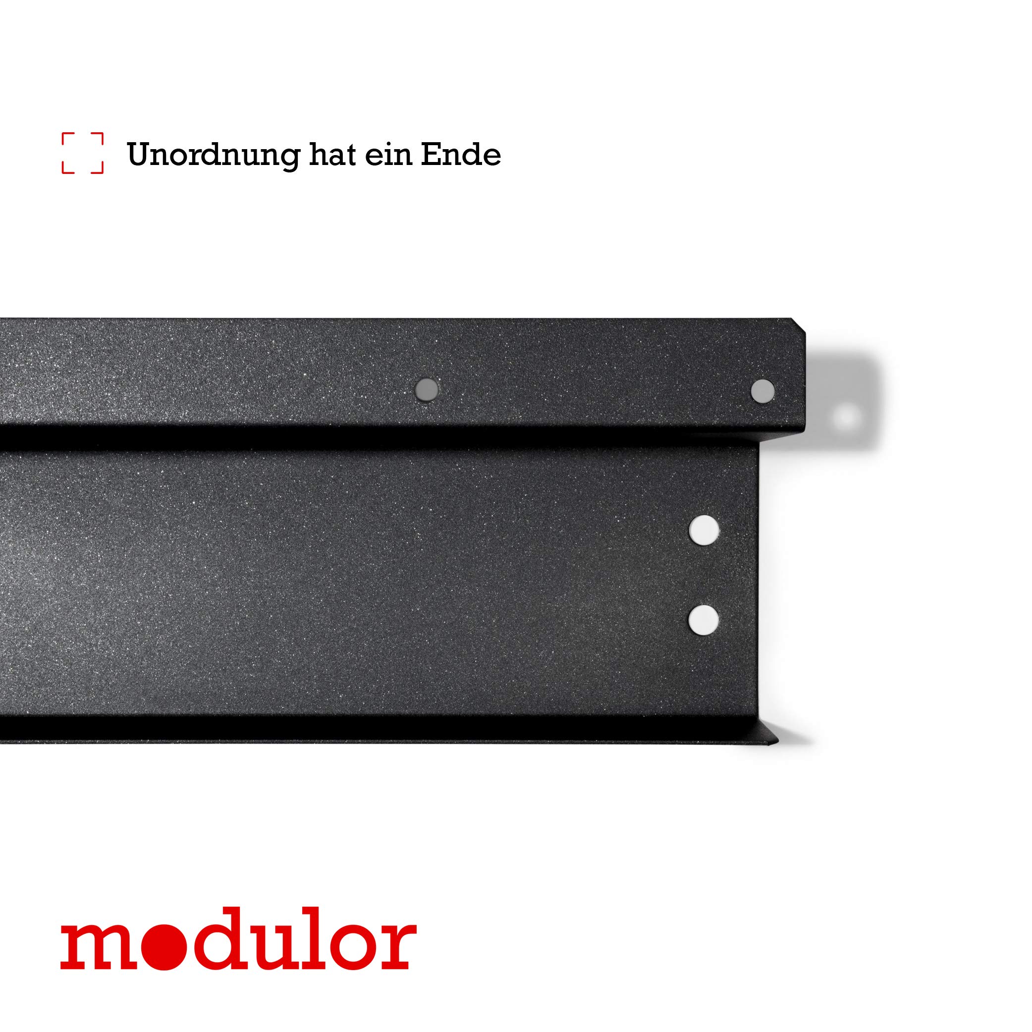Kabelkanal, 7 x 9 x 102,5 cm, Schwarz | Kabelführung für den Schreibtisch aus pulverbeschichtetem Stahl mit Zugentlastungsclip; Kabelhalterung inklusive Schrauben