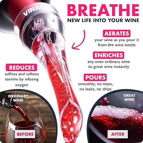 Miniatura 5 de VINABON Boquilla Vertedora Aireadora de Vino – Aireador de Vino Profesional Actualizado 2026 para Sabor Superior, Bouquet Mejorado y Acabado Rico y