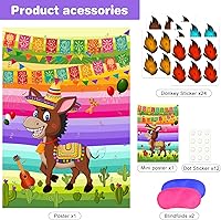 Vista 2 de ASTARON Coloca la Cola en el Burrito Juego Mexicano del Burrito con 24 Adhesivos de Cola para Fiesta del Cinco de Mayo, Fiesta Mexicana, Fiesta