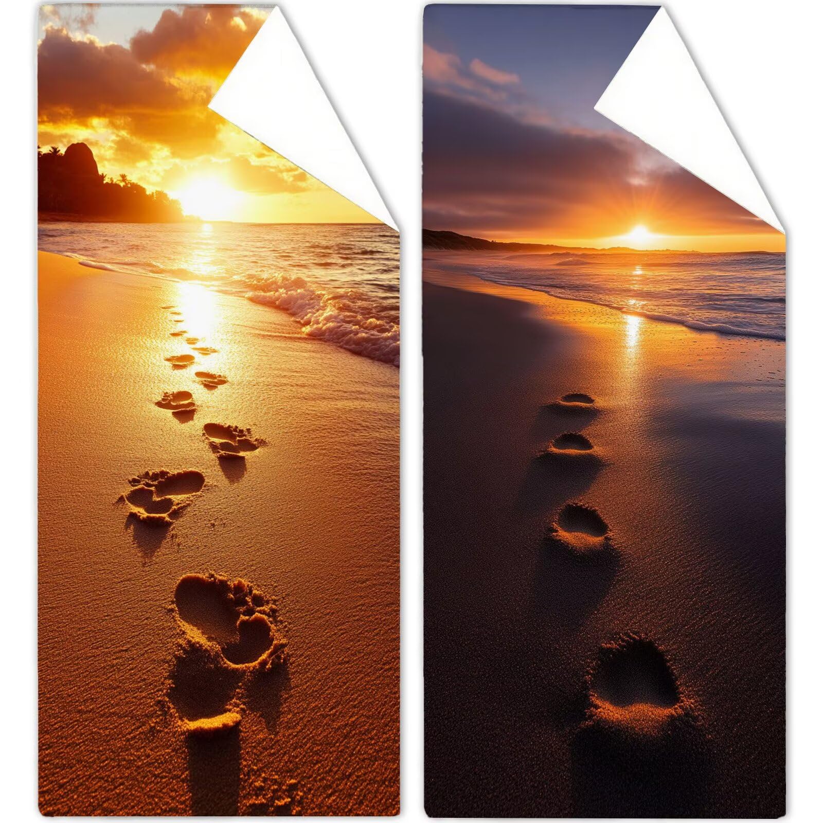 Mikrofaser Strandtuch 90x200cm, Sonnenuntergang Strandtuch Sommer Saunahandtuc 2 Stück Stranddecke Sandfrei, Schnell Trocknendes, Saugfahiges Strandmatte für Reise Urlaub Schwimmen Camping OC-337