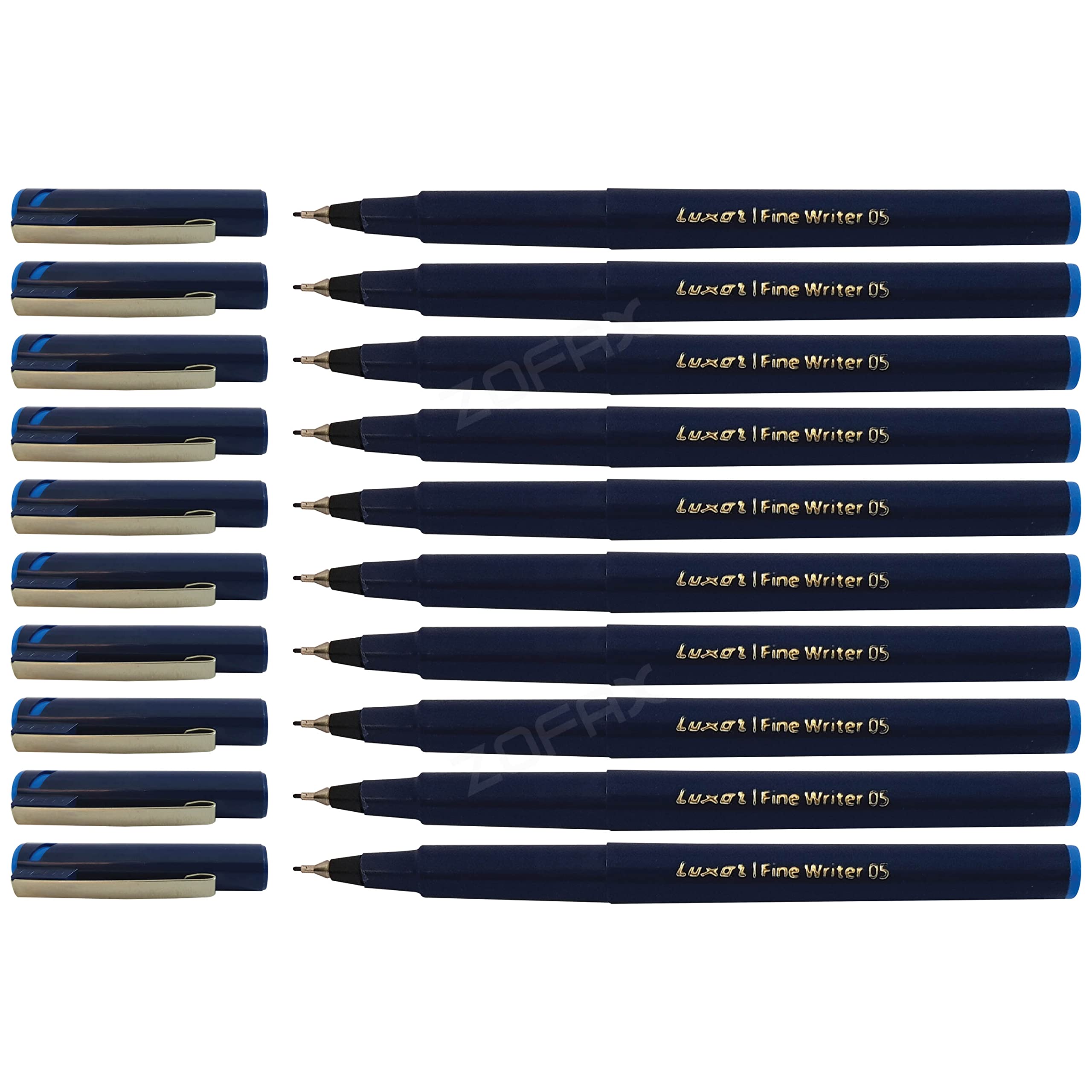 Write05 Fineliner Pens, BLUE, 0.5mm Ultra Fine Tip, Pack of 10, Precise Writing, Write Sign Draw Colour Pens - Image 3