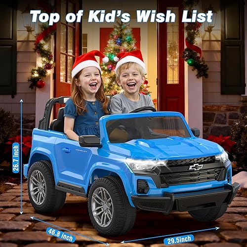 Miniatura 6 de Juguetes de 24 V y 2 plazas con licencia Chevrolet Colorado, auto eléctrico con control remoto, 4 motores de 200 W, 4 WD2WD, almacenamiento trasero,