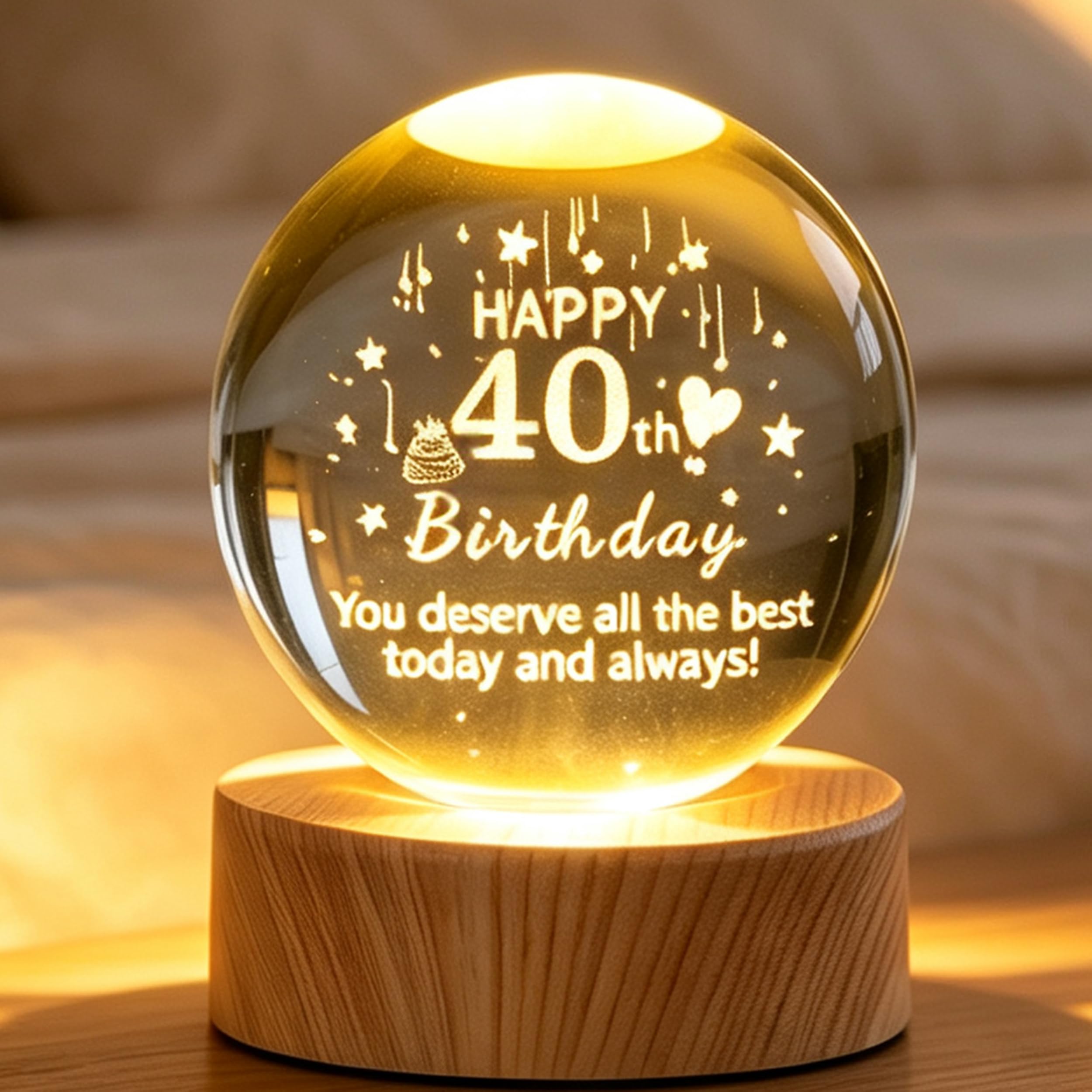 XIANNVXI 40th Birthday 3D Crystal Ball 60mm,40th Birthday Gift for Him Her