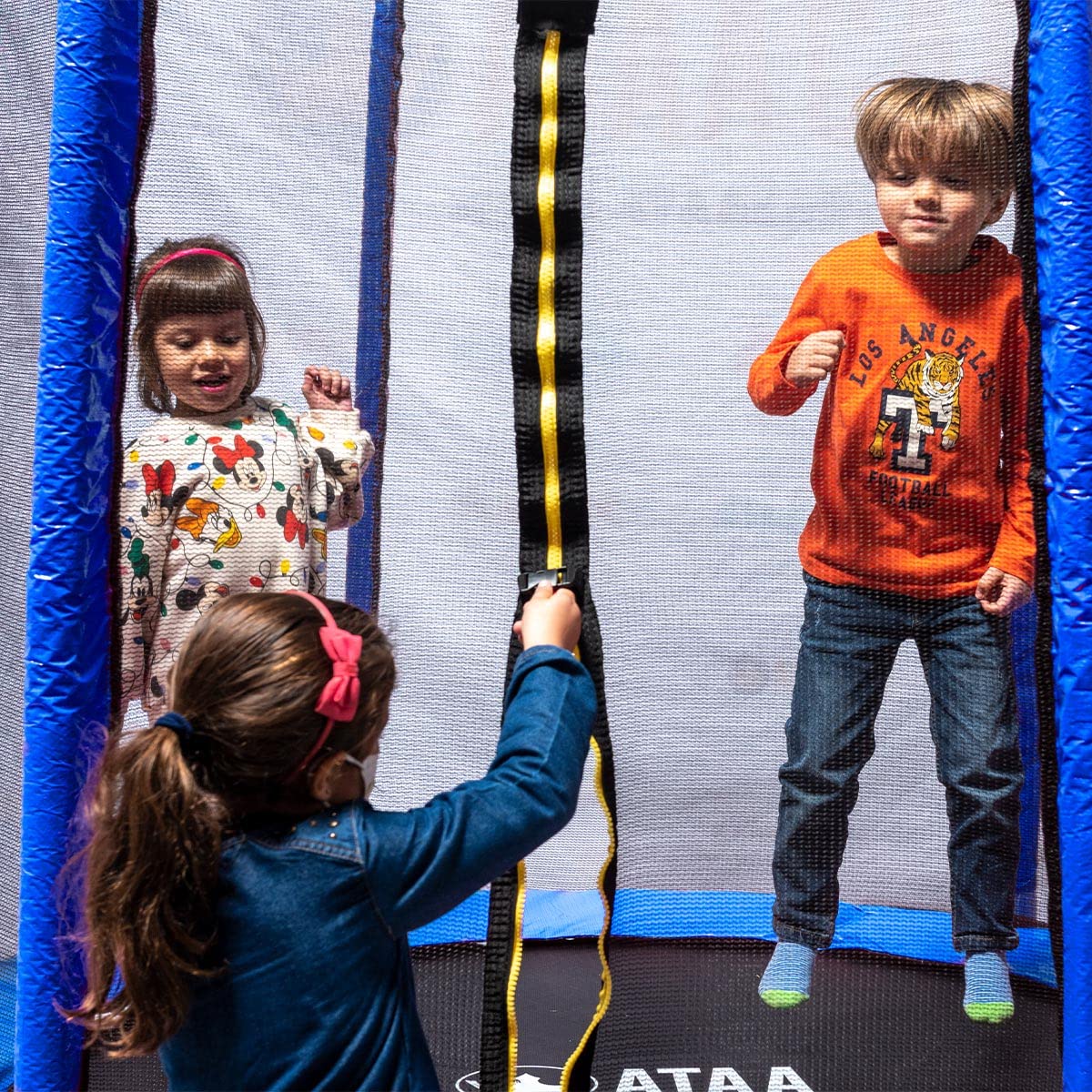 Cama Elástica Infantil ATAA 185 cm con Red de Seguridad y Escalera, Trampolín para Jardín, Estructura Galvanizada, Capacidad 150 kg, Azul