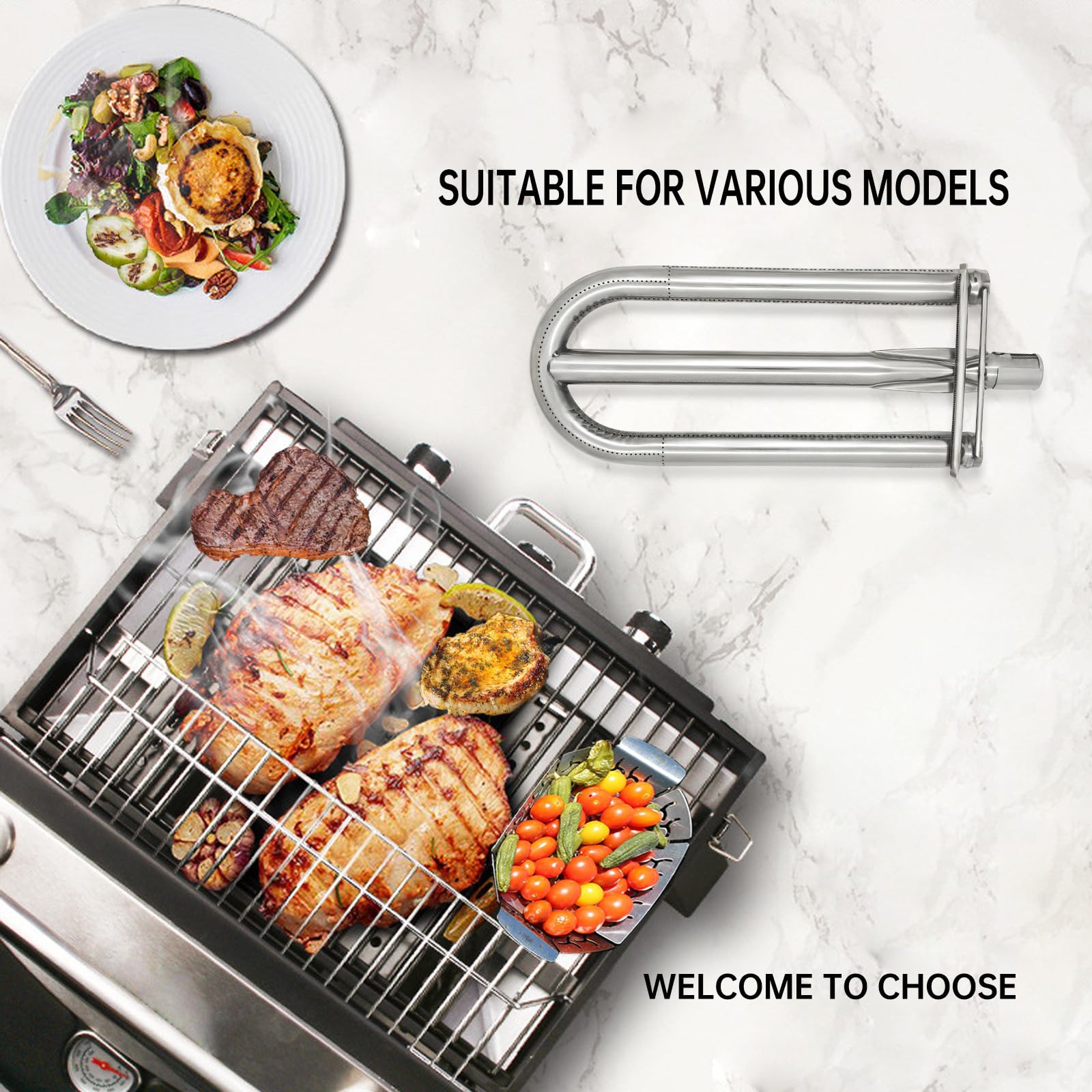 Quemadores de parrilla para parrilla Alfresco ALX2-30CD, ALX2-42C, ALX2-42RFG, ALX2-56, ALX2-56BFG, tubos de tubería de barbacoa de 18 pulgadas, briquetas de cerámica, piezas de repuesto de