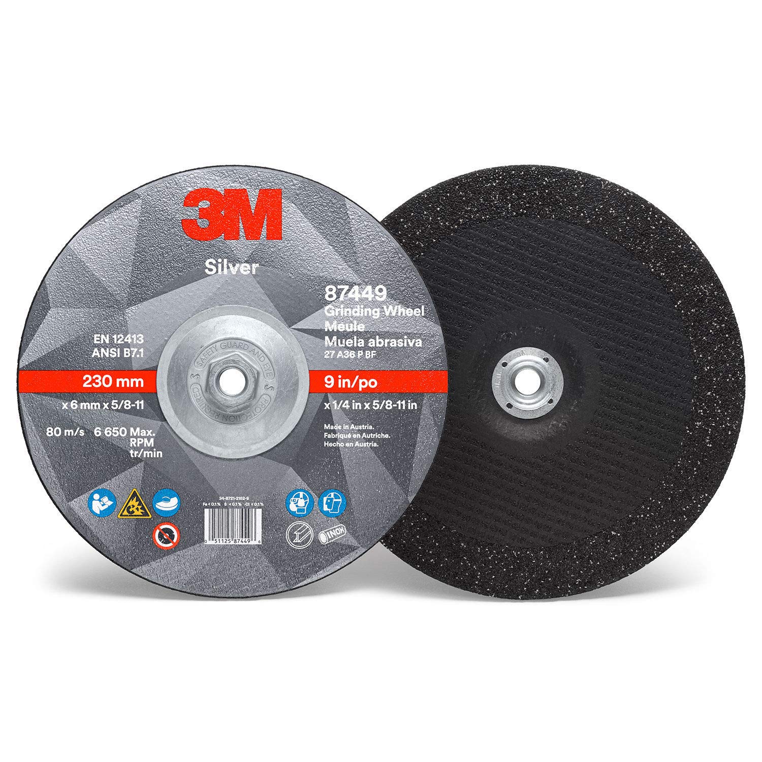 Amazon.com: 3M 87449 Silver Depressed Center Grinding Wheel, 9