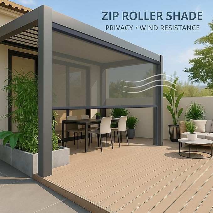 Cortina Roller Exterior Motorizada Gris 30% Opacidad miniatura 3
