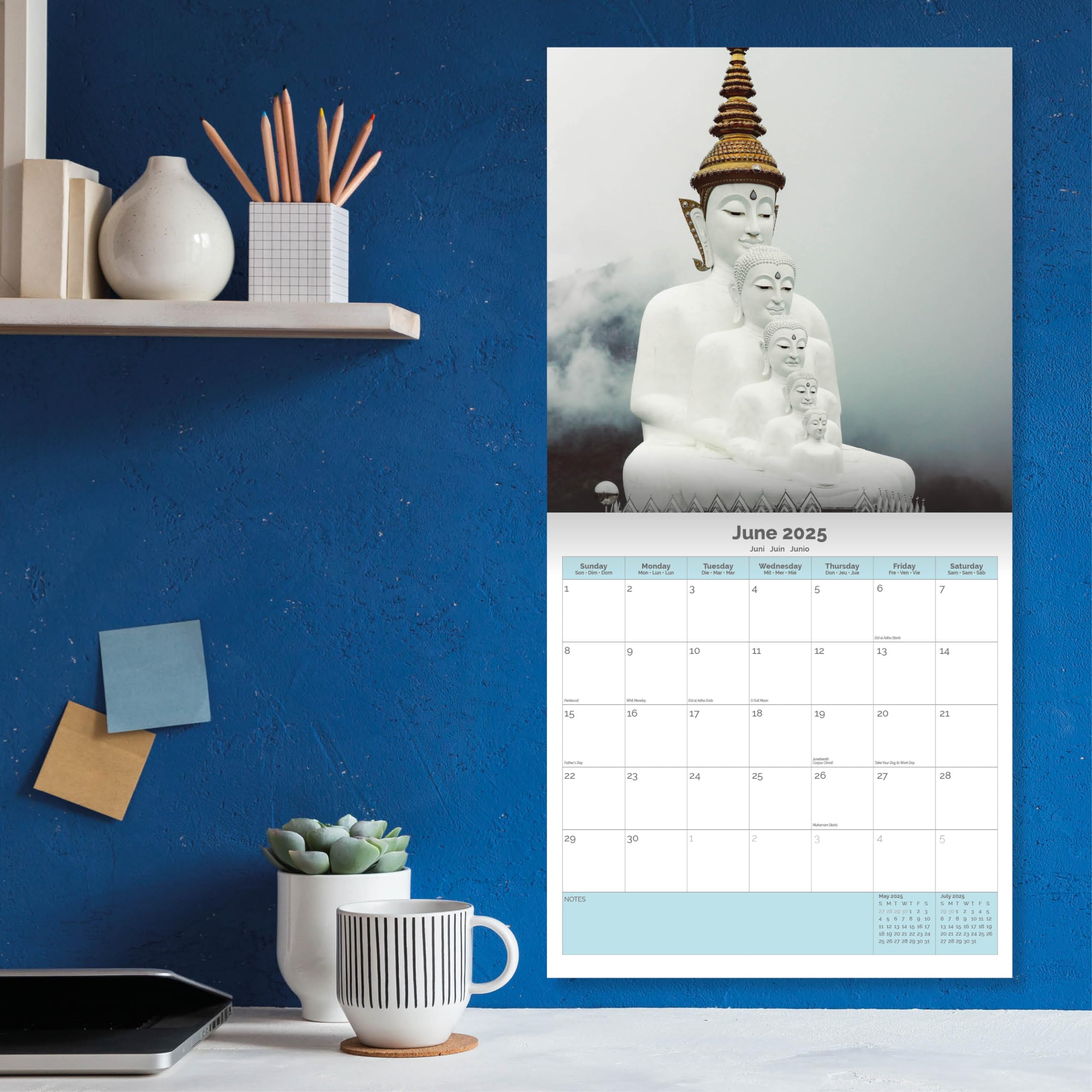 Dayplanner Publishing Buddha Calendar 2026, Large Square Wall Calendar With Organisational Stickers, 16 Month - Image 4