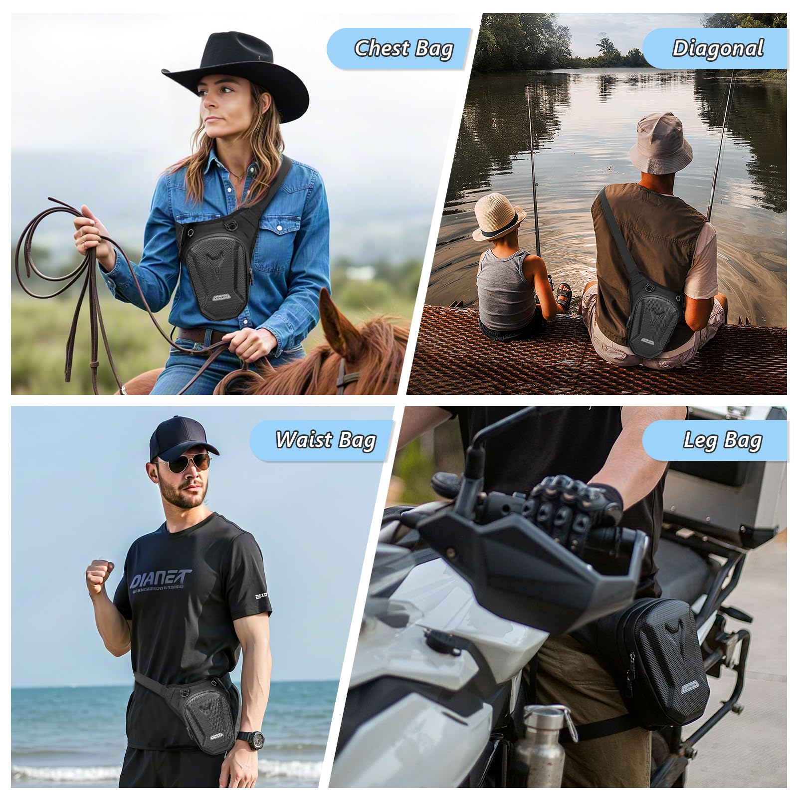Flintronic Sacoche de Jambe Moto, Sac de Jambe Tactique, Leg Bag en Coque EVA, Multifontion Moto Poche Jambe, Imperméable, avec Sangle de Jambe Amovible, pour Cyclisme, Course, Randonnée