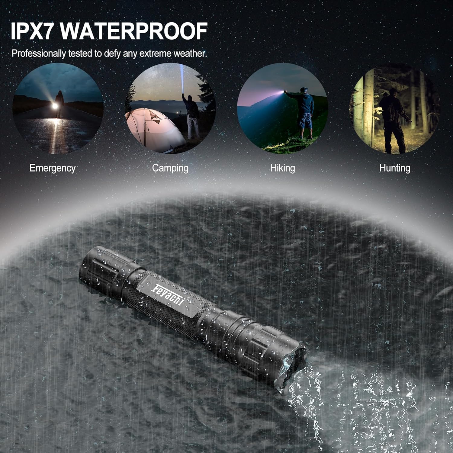 Feyachi FL37 Lampe de poche LED, 1500 lumens, extrêmement lumineuse, étanche IPX7, pour camping, pêche, urgence, extérieur