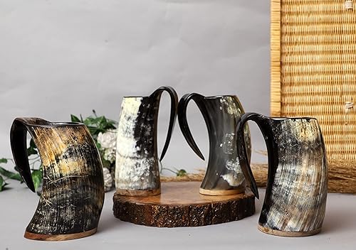 Miniatura 4 de Taza de cuerno vikingo de 16 onzas, juego de tronos, buey nórdico de grado alimenticio para bebidas frías calientes, regalo para hombres y mujeres