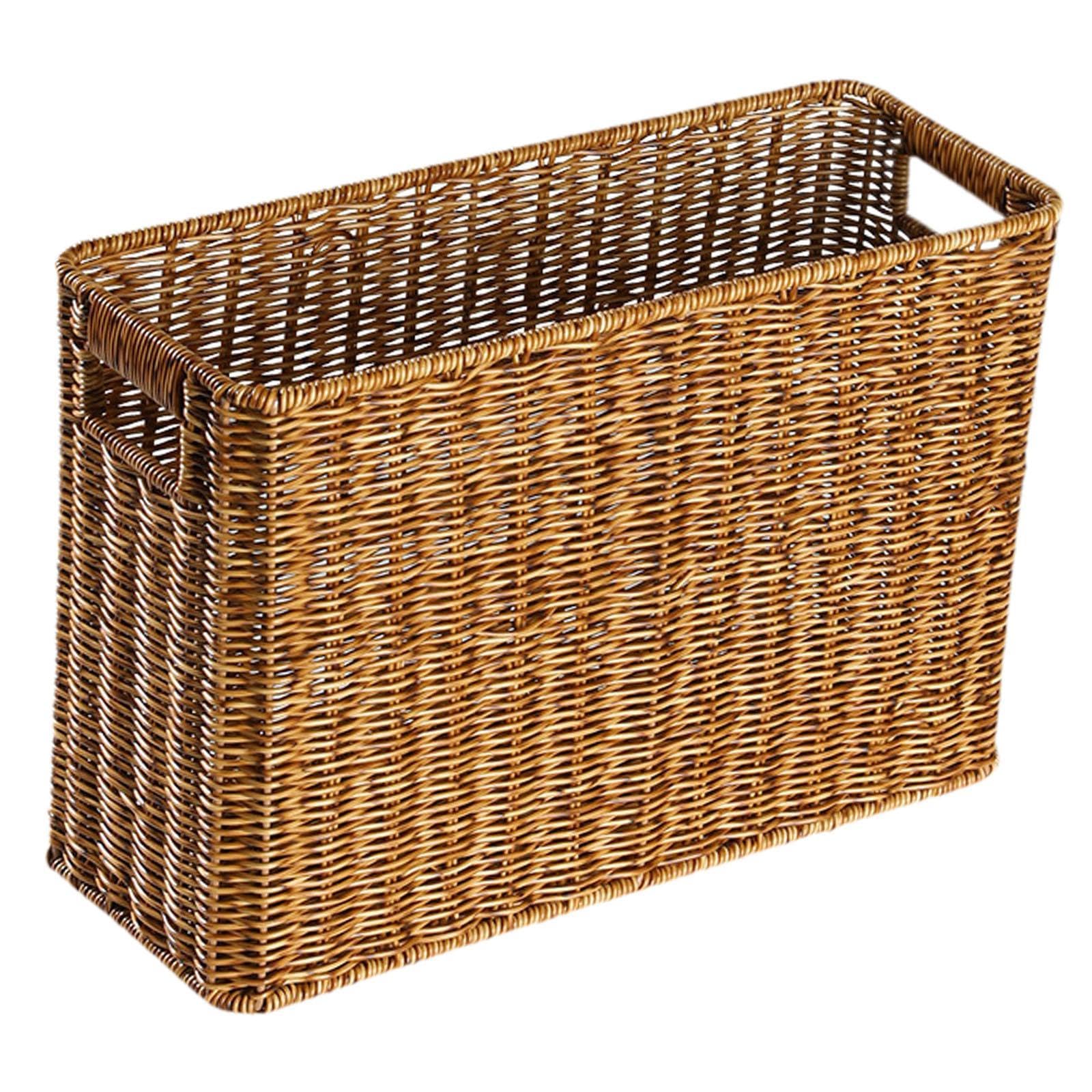 Cesta Estrecha para Almacenar Juguetes, Alta Y Estrecha, con Asa, Color Marrón, para Baño, Sala de Estar, Dormitorio, Hogar, Periódicos, Café Oscuro, Individual