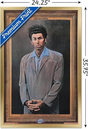 Miniatura 3 de Trends International Seinfeld - Póster de pared Kramer, 22.375 x 34 pulgadas, versión enmarcada en oro