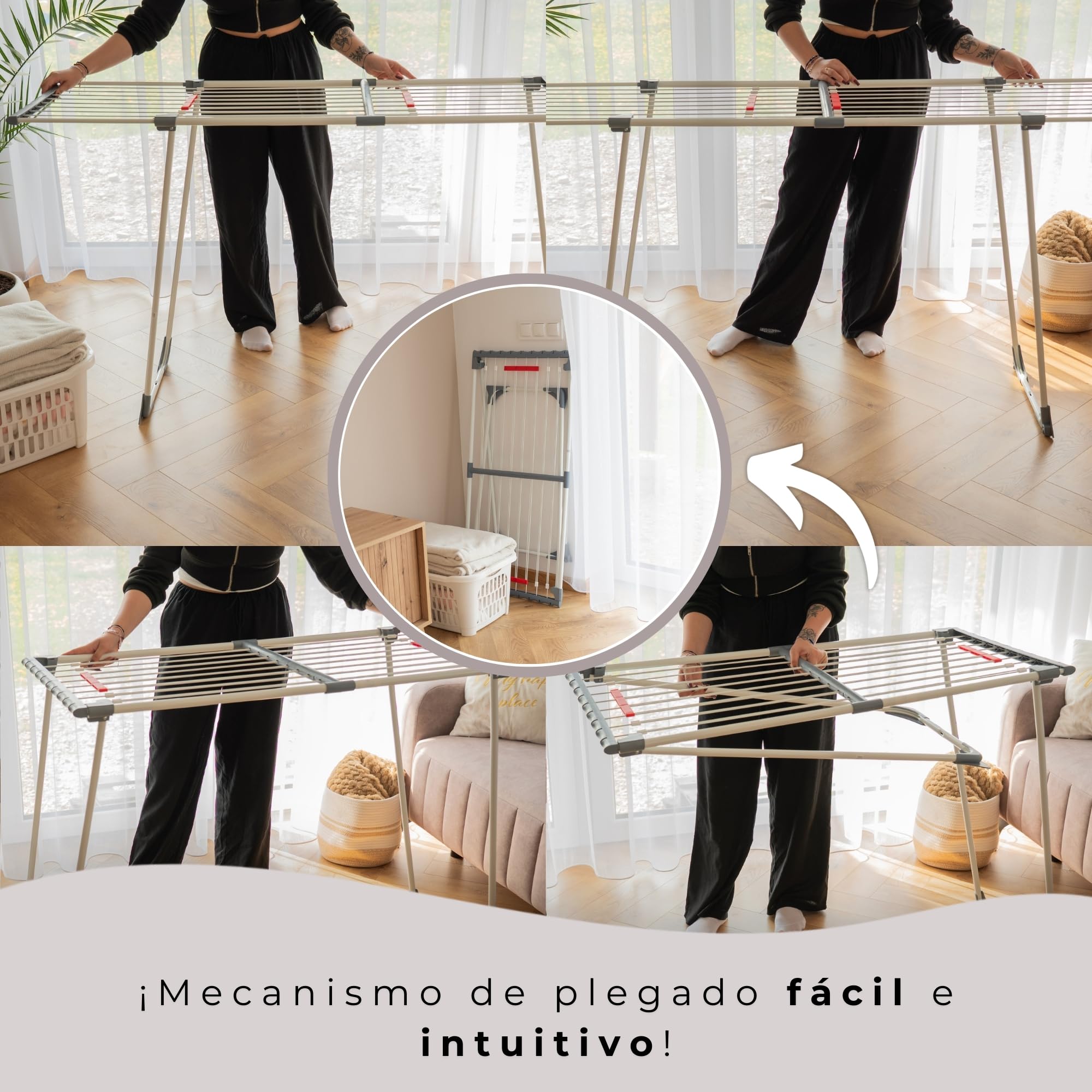 SPRINGOS - Tendedero telescópico Plegable Extensible hasta 20 m para Ropa en el hogar