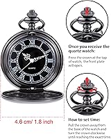 Vista 2 de Reloj de bolsillo de cuarzo para hombre con esfera negra y cadena