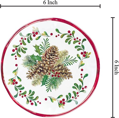 Miniatura 2 de UP UPware Pinecones Platos de melamina redondos para postre, platos pequeños de servir, decoraciones de Navidad, para aperitivo, aperitivos y